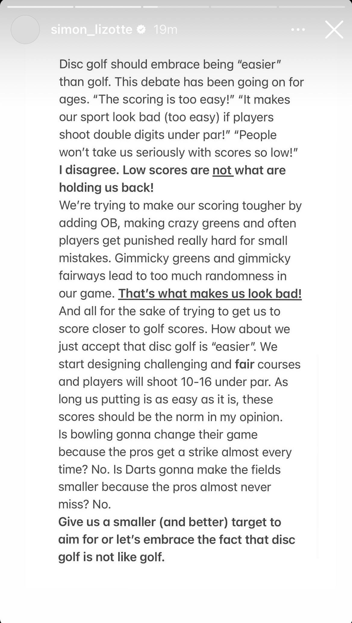 Simon’s take on scoring in disc golf vs ball golf. r/discgolf