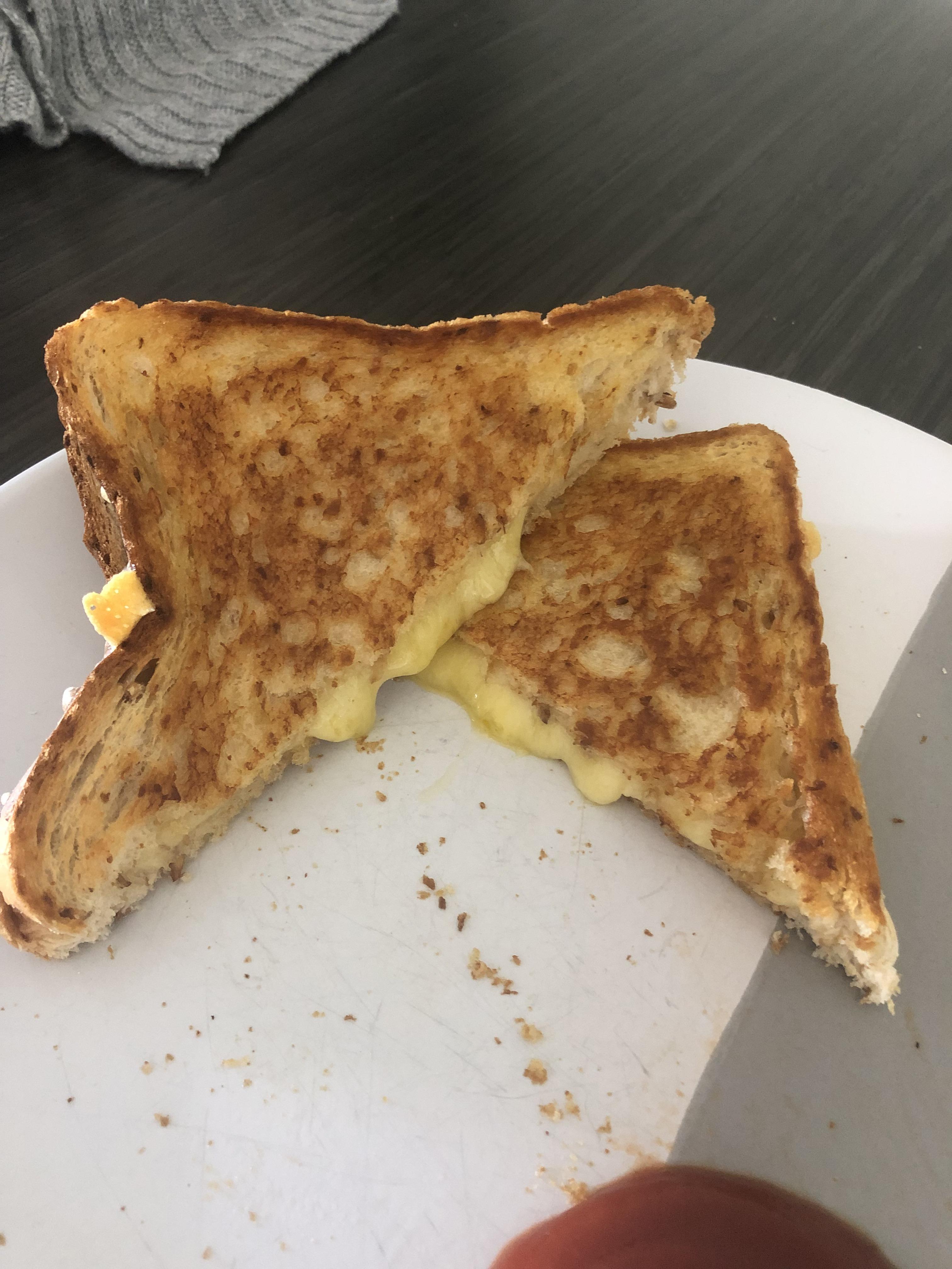 First attempt at a grilled cheese. How’d I do? Any advice? r