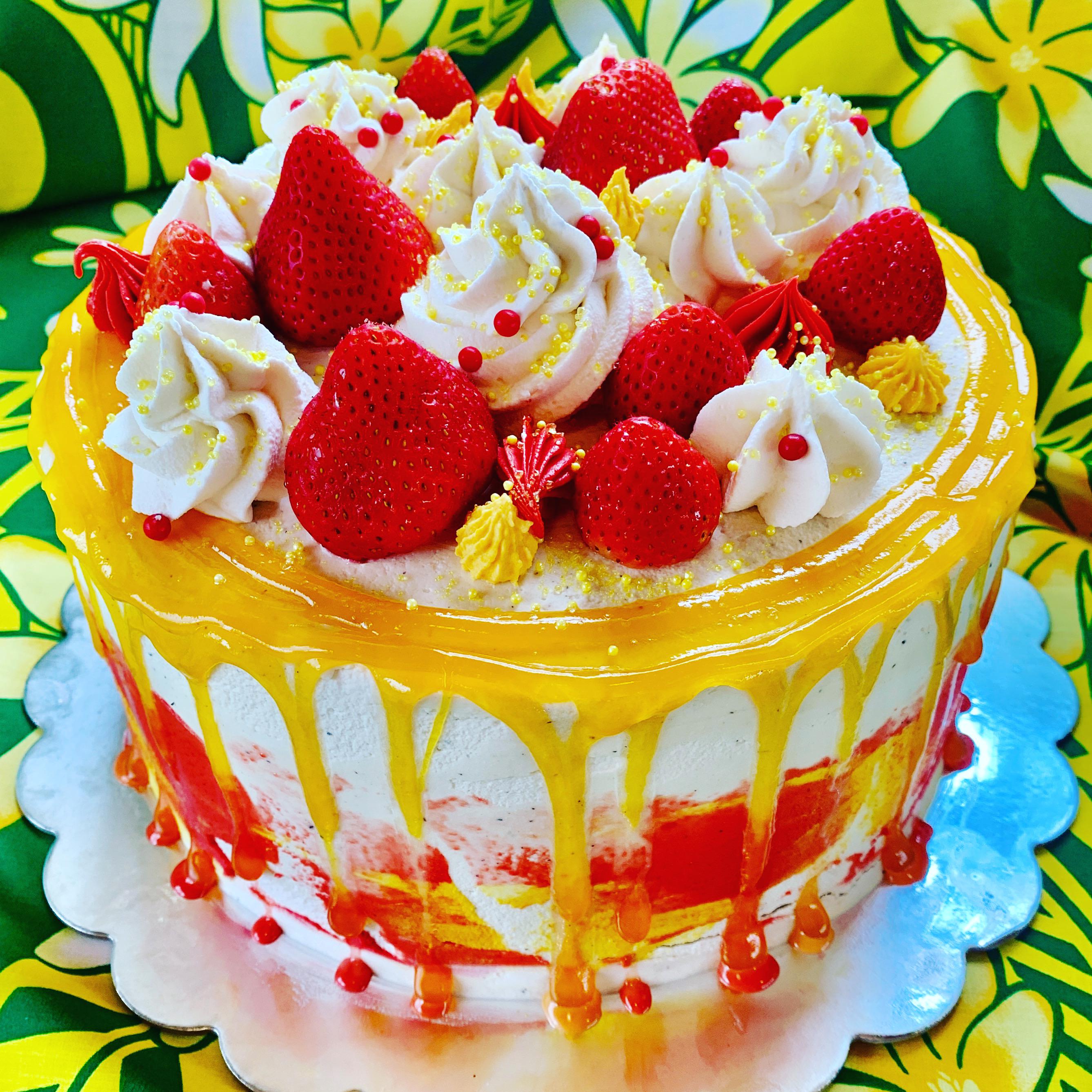 Strawberry Passion fruit and Tahitian vanilla cake
