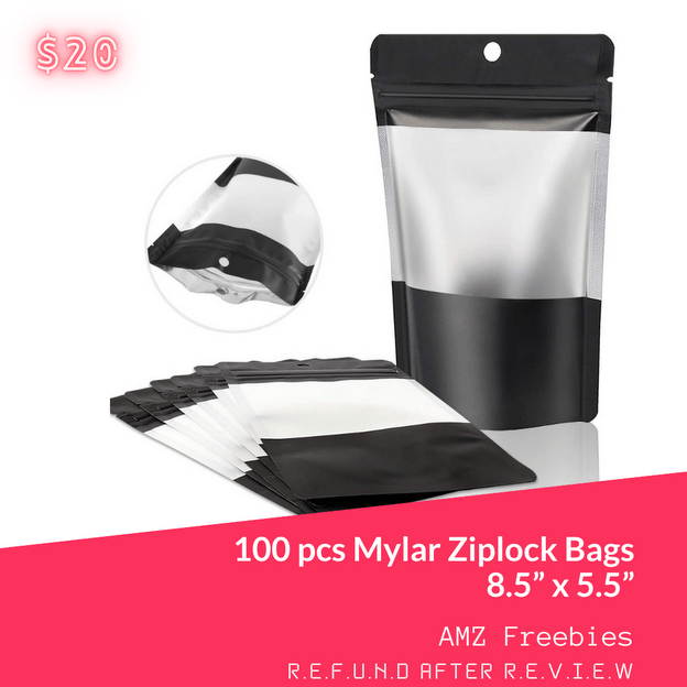 Smell Proof Mylar Ziplock Bag 100 pcs for Food Storage Bags 8.5” x 5.5