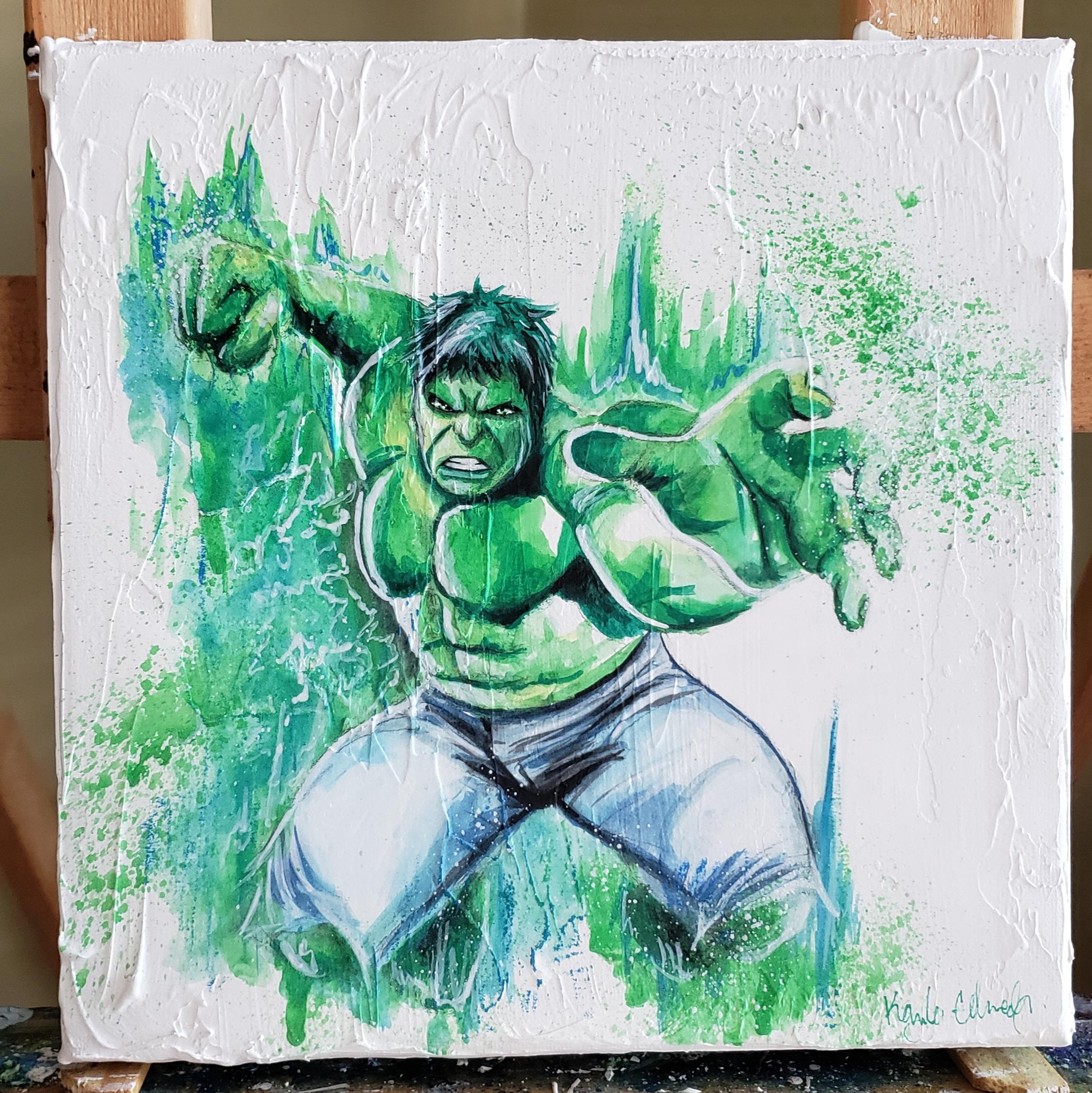 Hulk watercolor commission 8inx8in r/Marvel