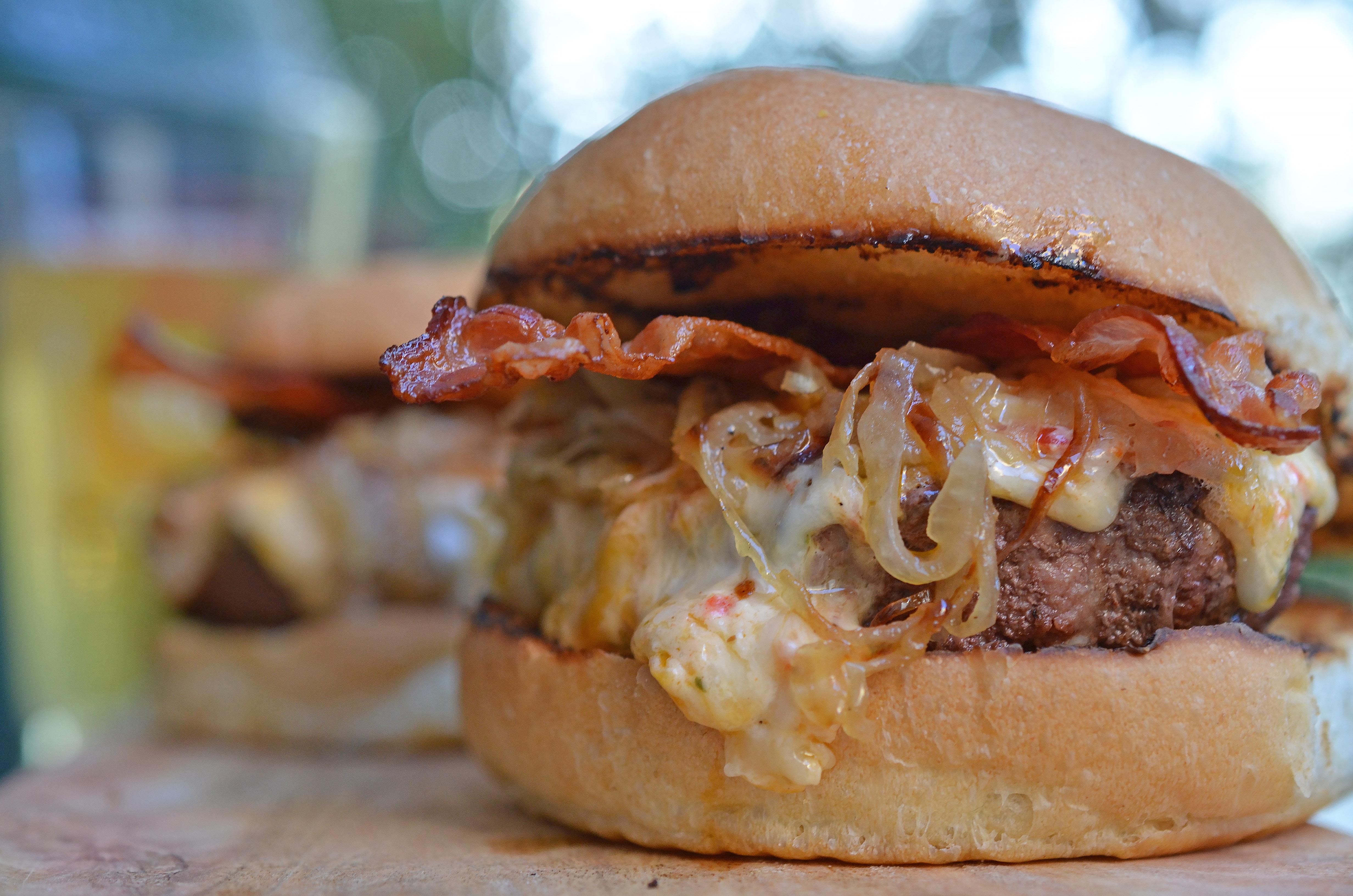 Bacon and Pepper Jack Pimento Cheese Burgers that we grilled this week