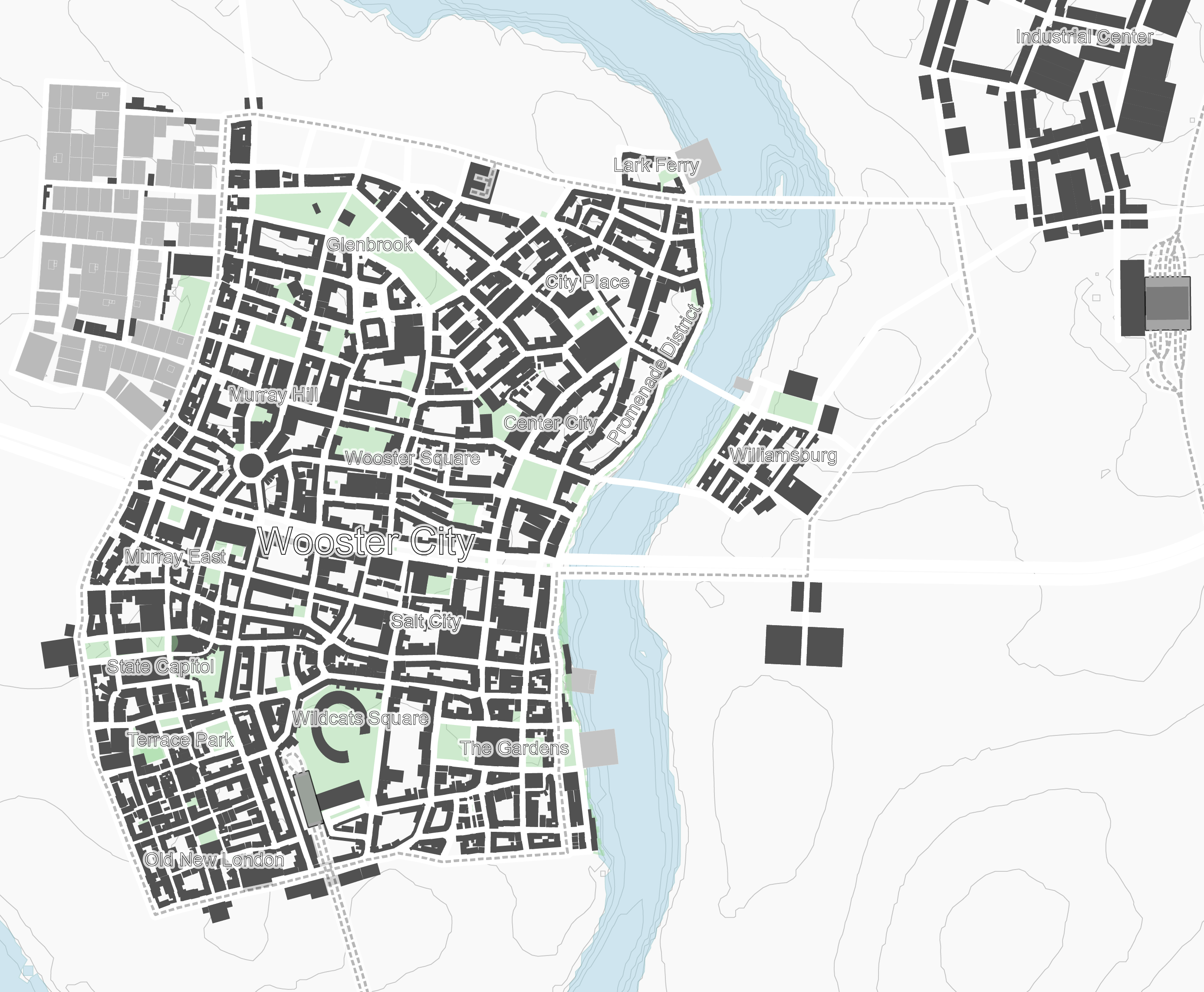 Wooster City progress map r/CitiesSkylines