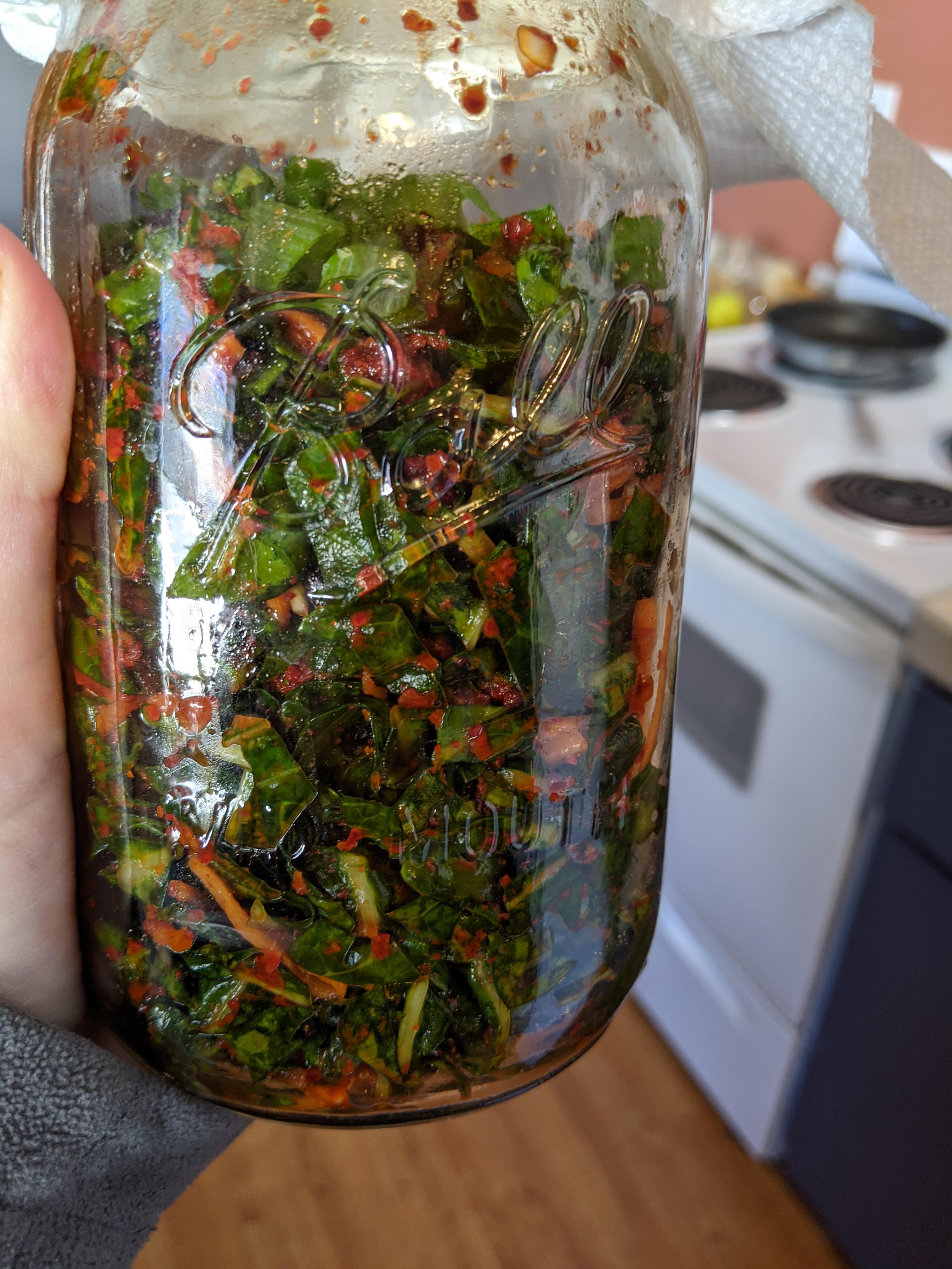 Had collard green kimchi at a fusion place a couple weeks ago, decided