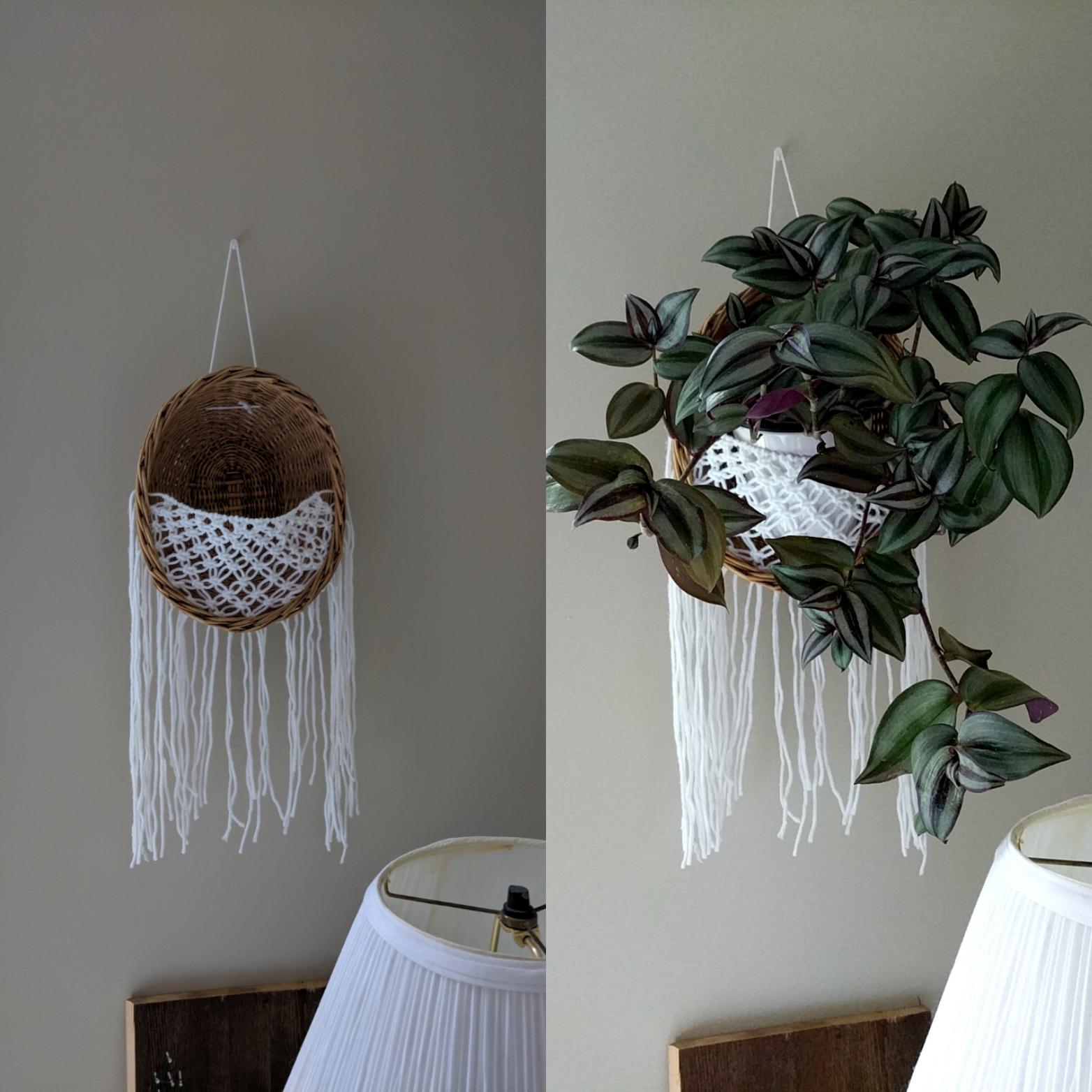 I saw a youtube video for macrame plant holders, i made two of those