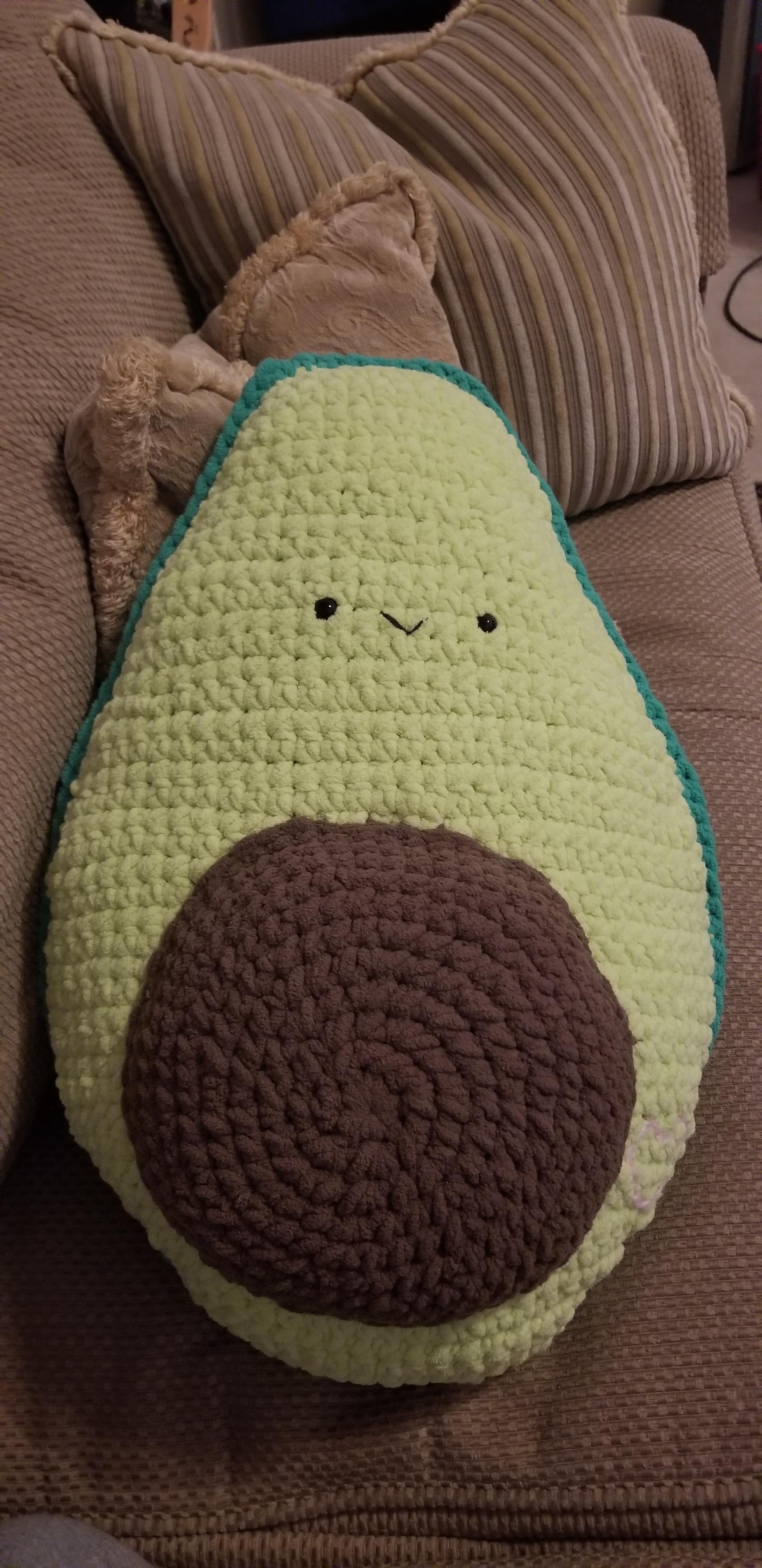 An avocado valentine I made last month for my Love ^_^ r/Amigurumi