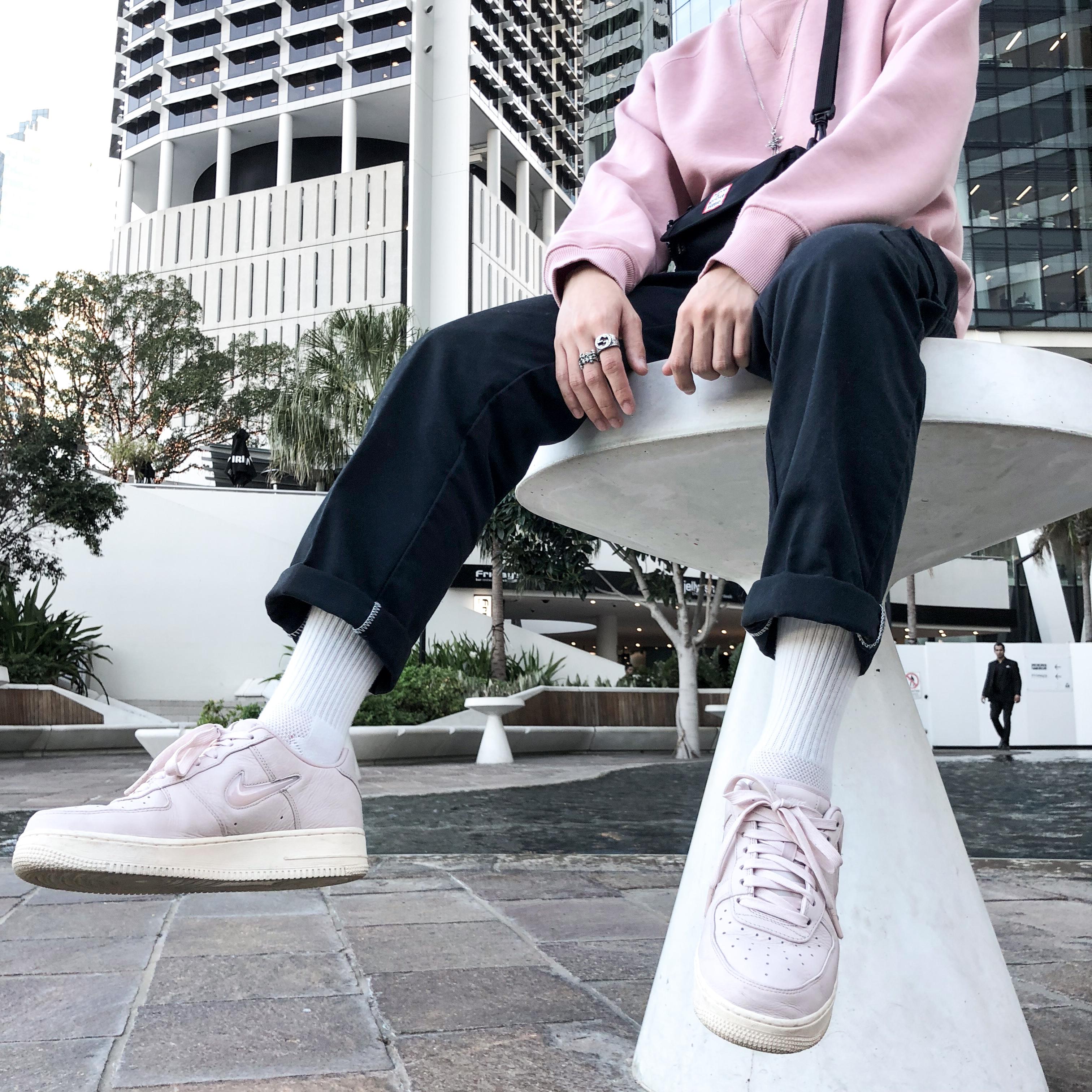 Streetwear Pink Hoodie Mens Outfit artscalawag