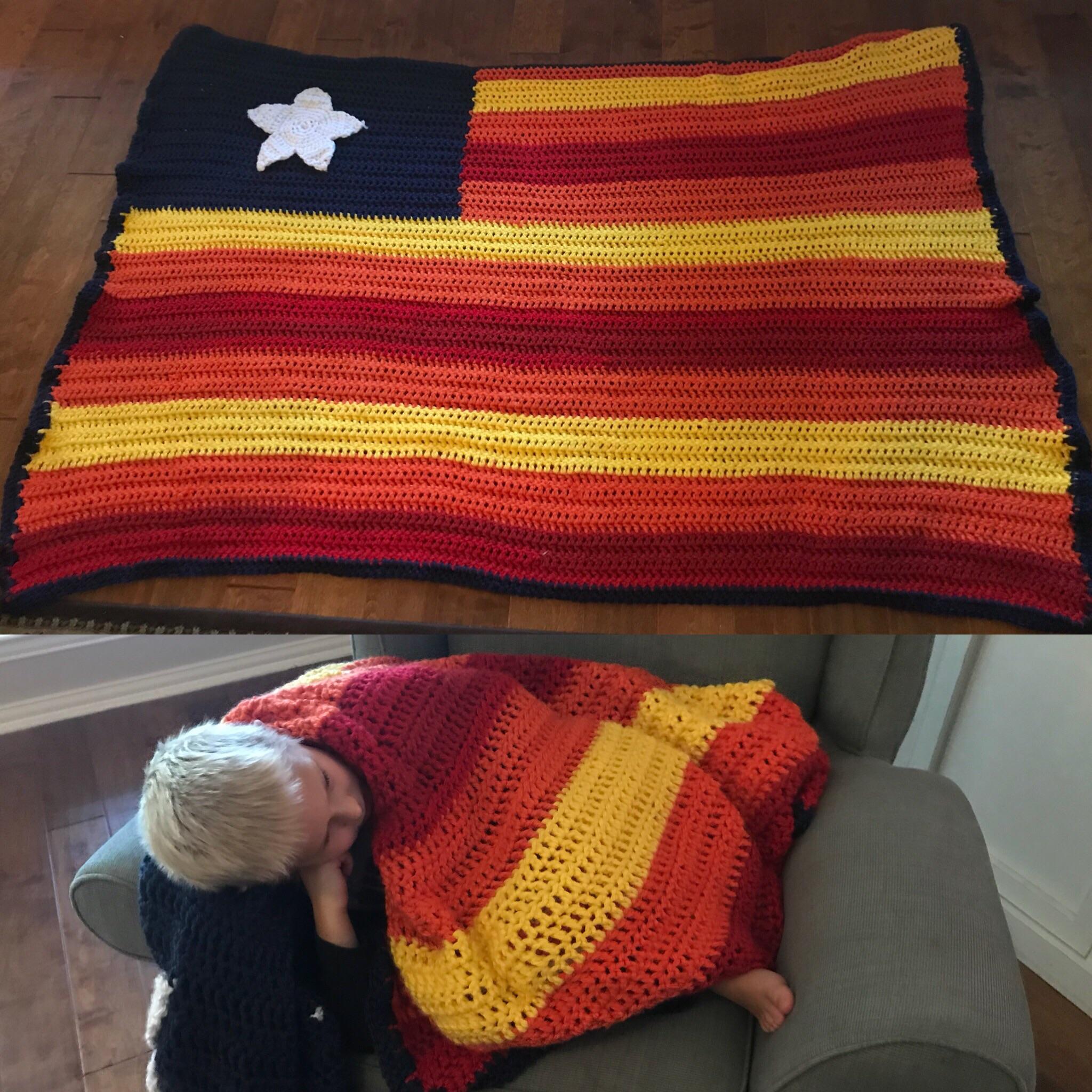 Finally finished the Astros Rainbow blanket for my son! r/houston