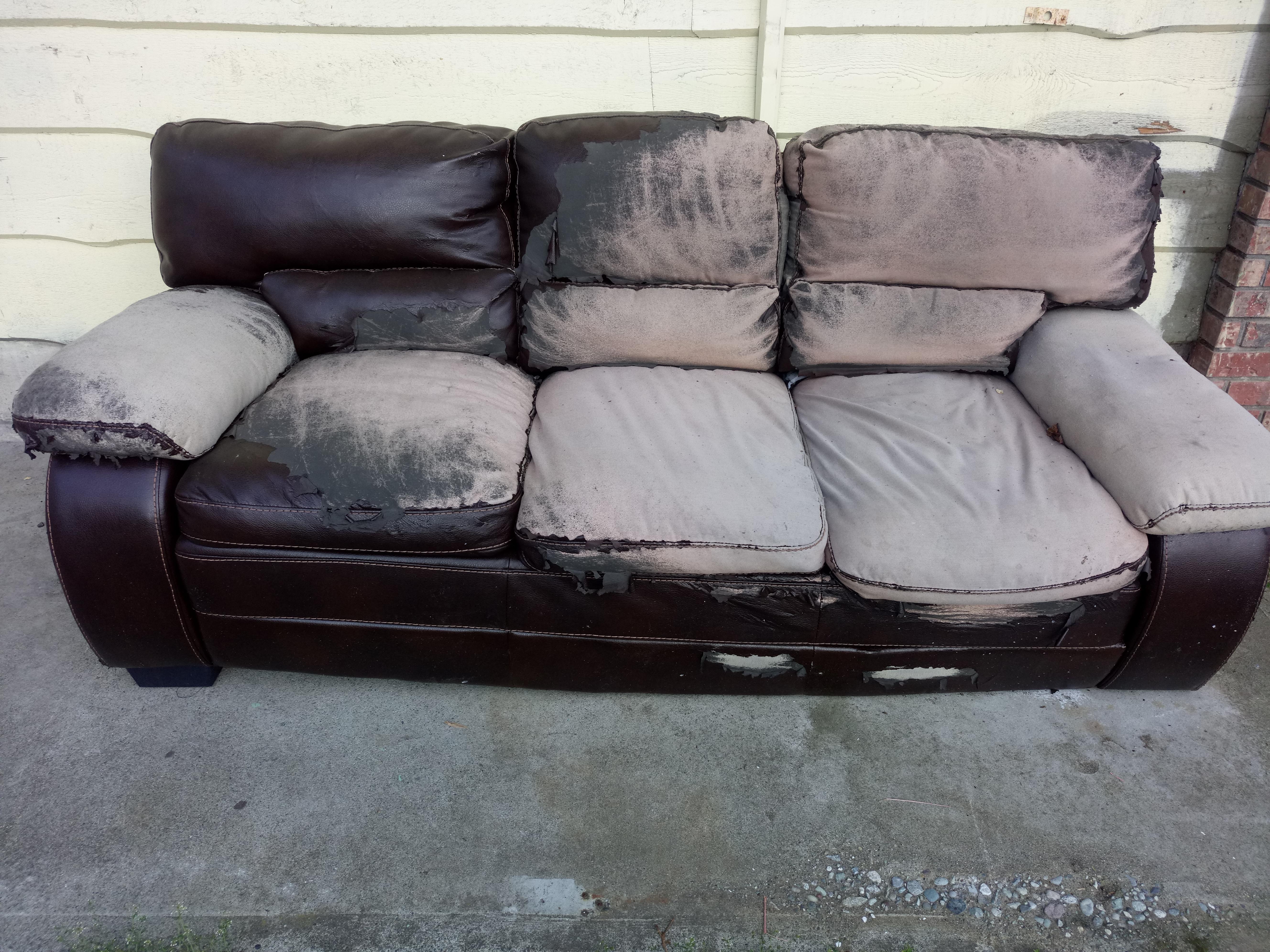 Worn Leather Couch