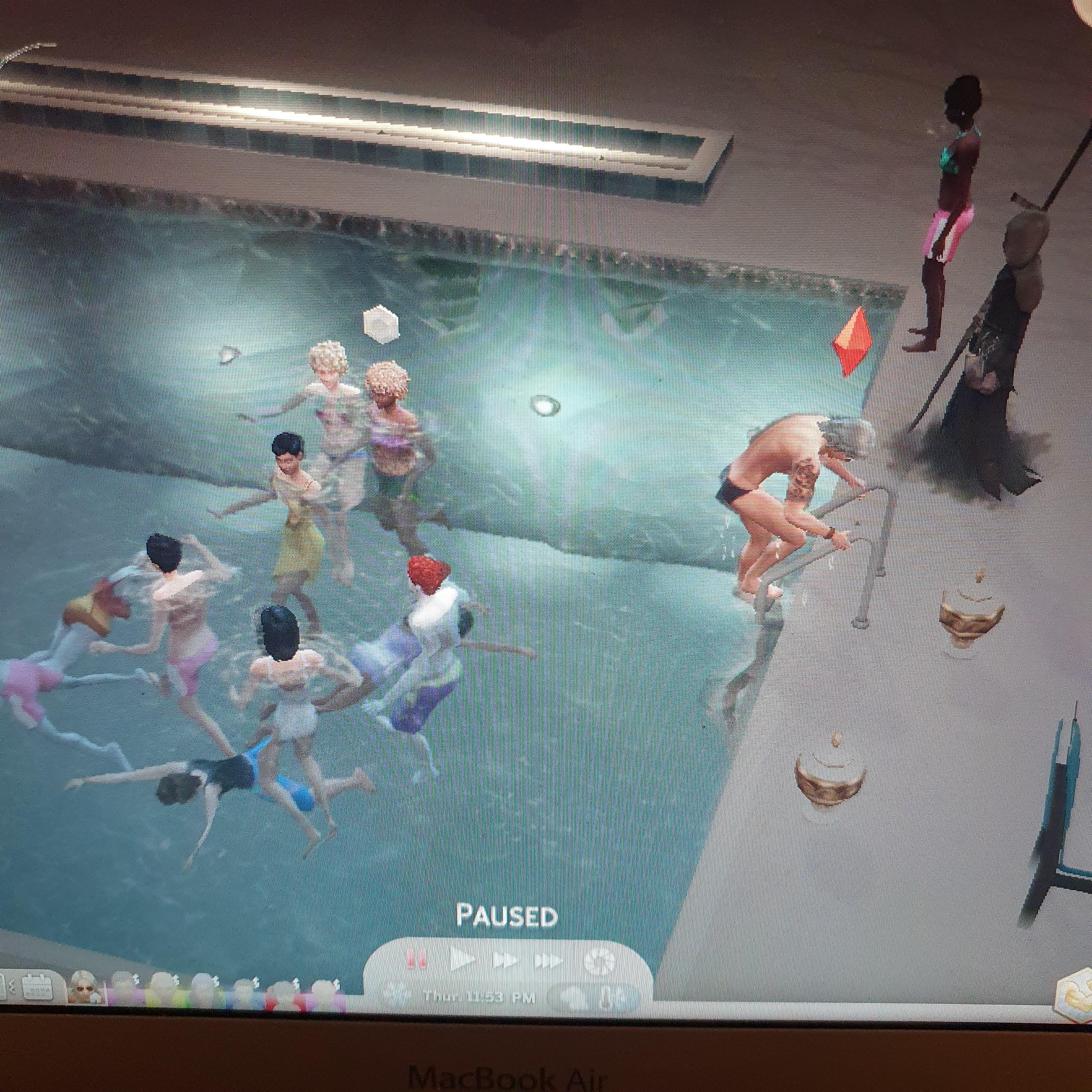 My Sim got asked out on a date to the pool in winter, now about