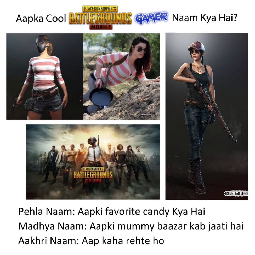 WHAT IS YOUR CRAZY PUBG MOBILE GAMER NAME 😂😂 pubg_memes_indian_ follow for more funny memes and