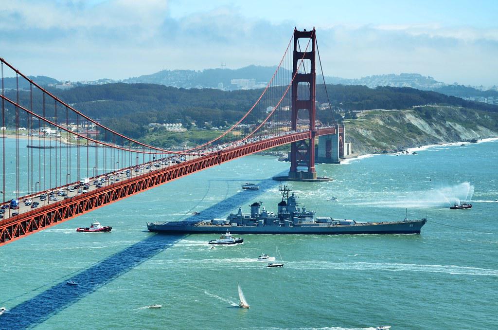 USS Iowa Under Golden Gate Bridge in 2012 On Her Final Voyage To