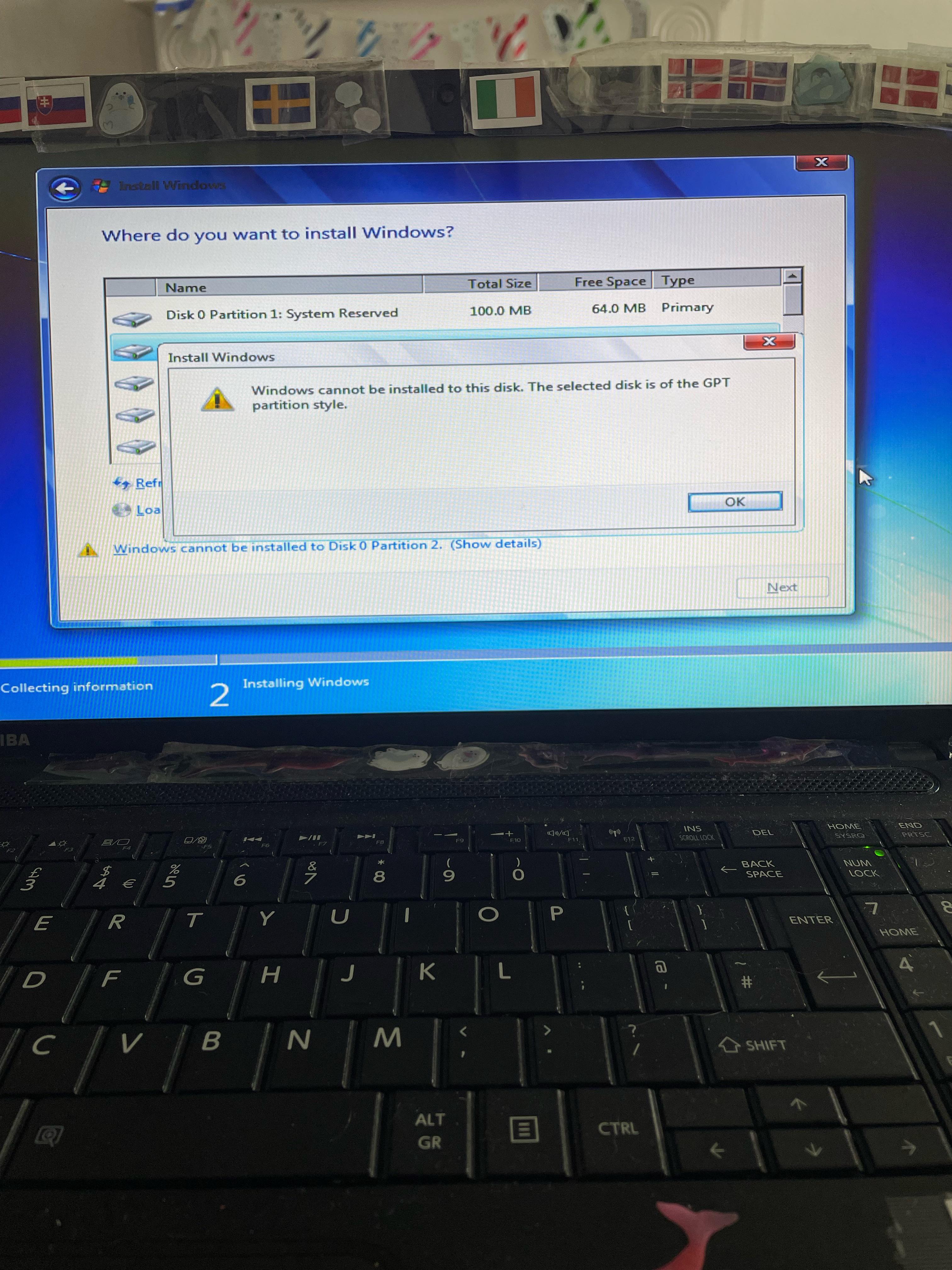 HELP Windows Cannot Be Installed To This Disk. The Selected Disk Is