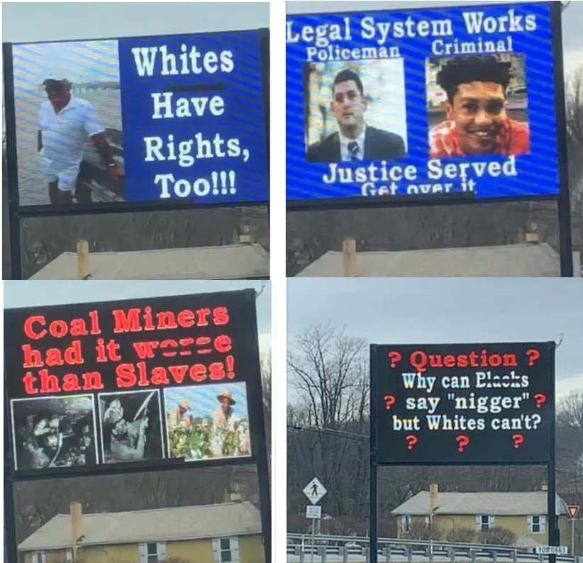 The political compass of one billboard outside Worthington, PA