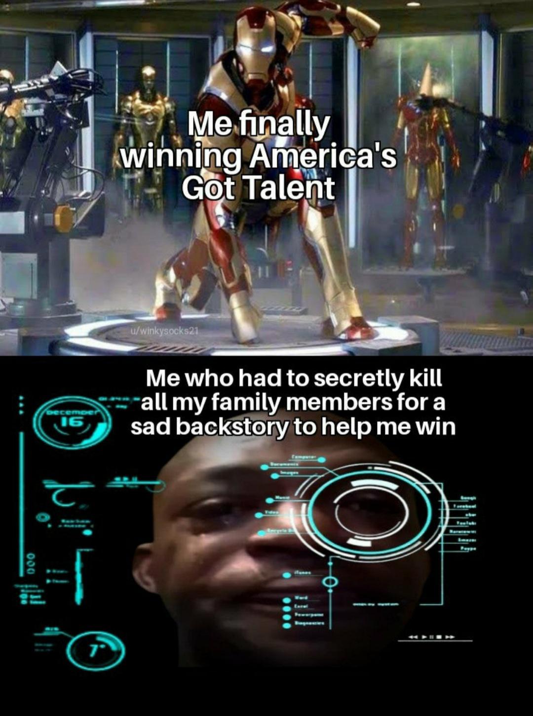 Iron man landing with crying guy r/MemeTemplatesOfficial