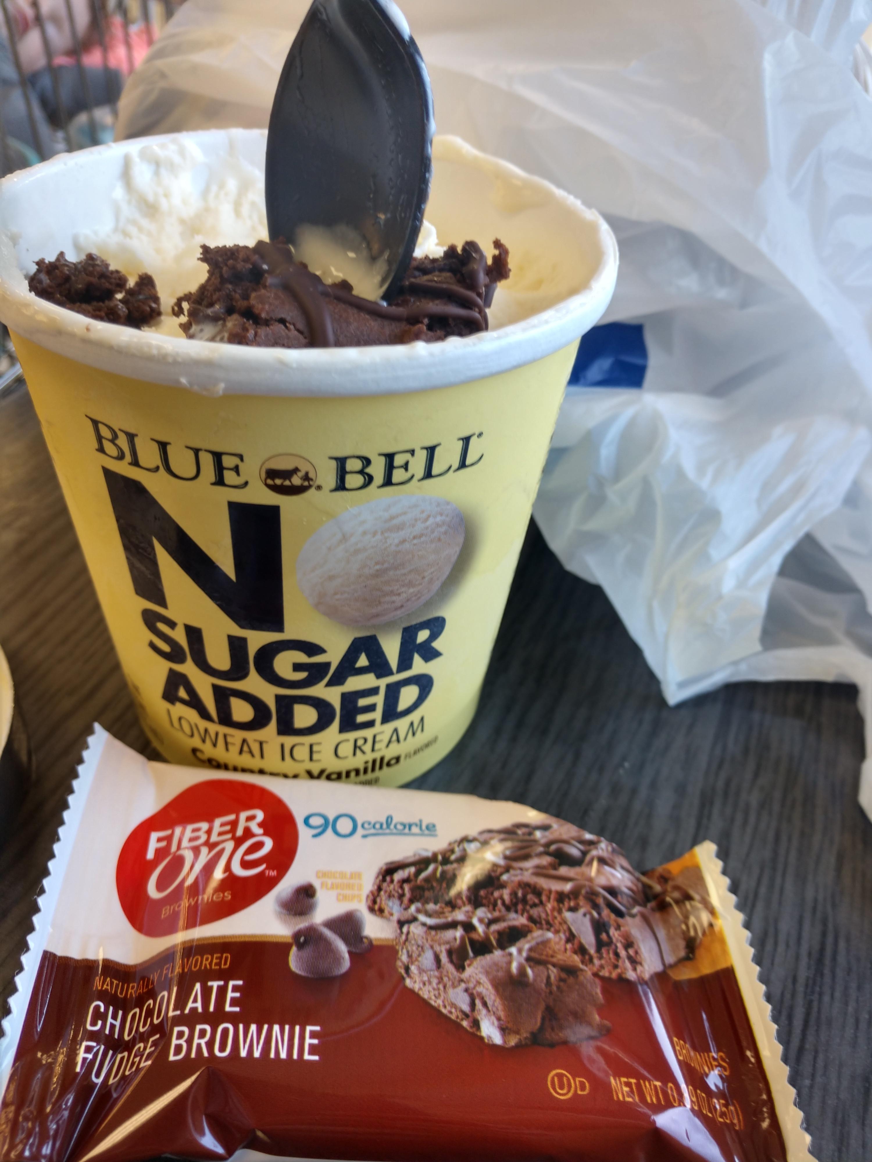 90 cal brownie & 360 cal blue bell ice cream