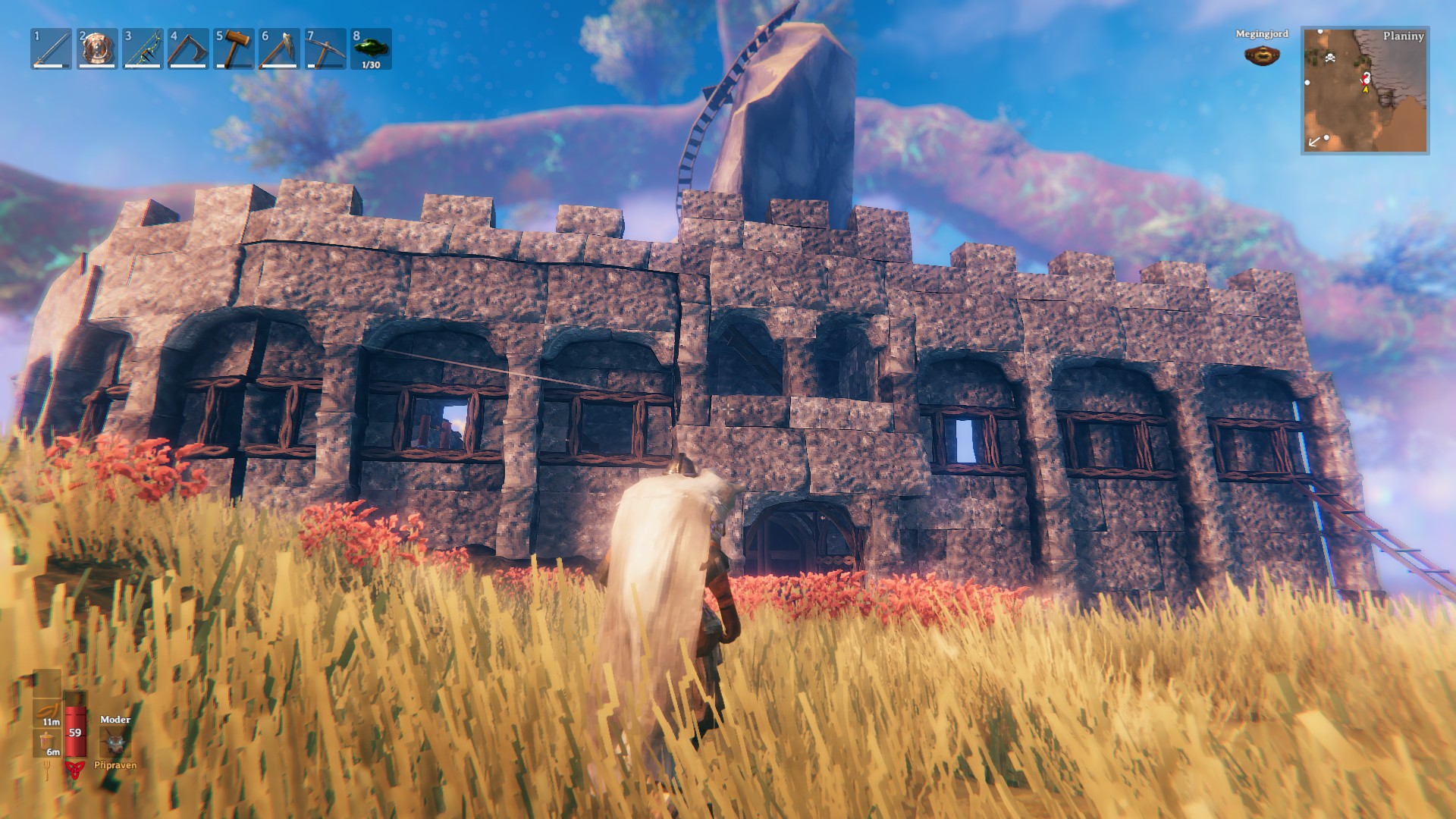 Two days work progress on our castle, southern wall with gate. Pillar