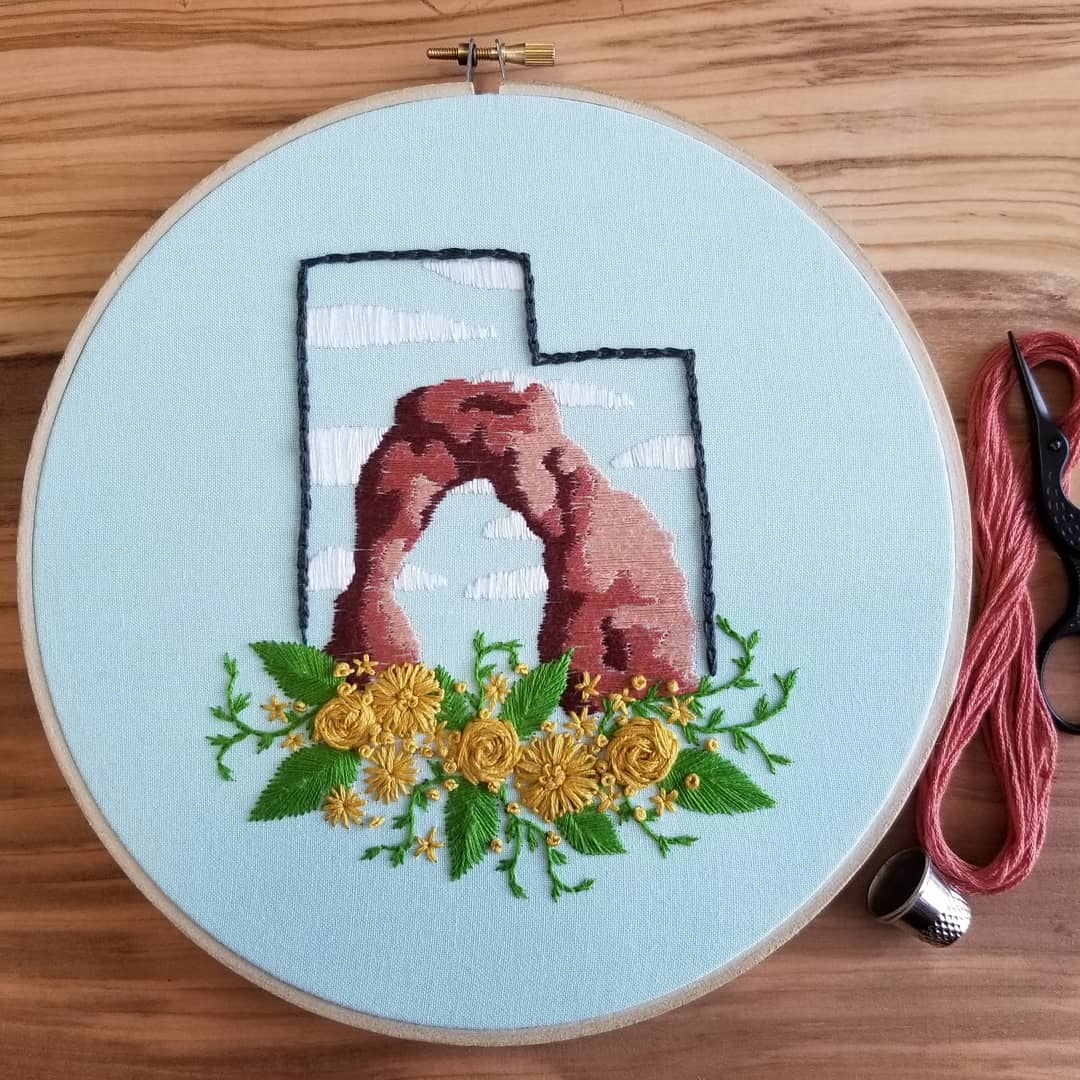 An embroidery of Utah's Delicate Arch r/Embroidery
