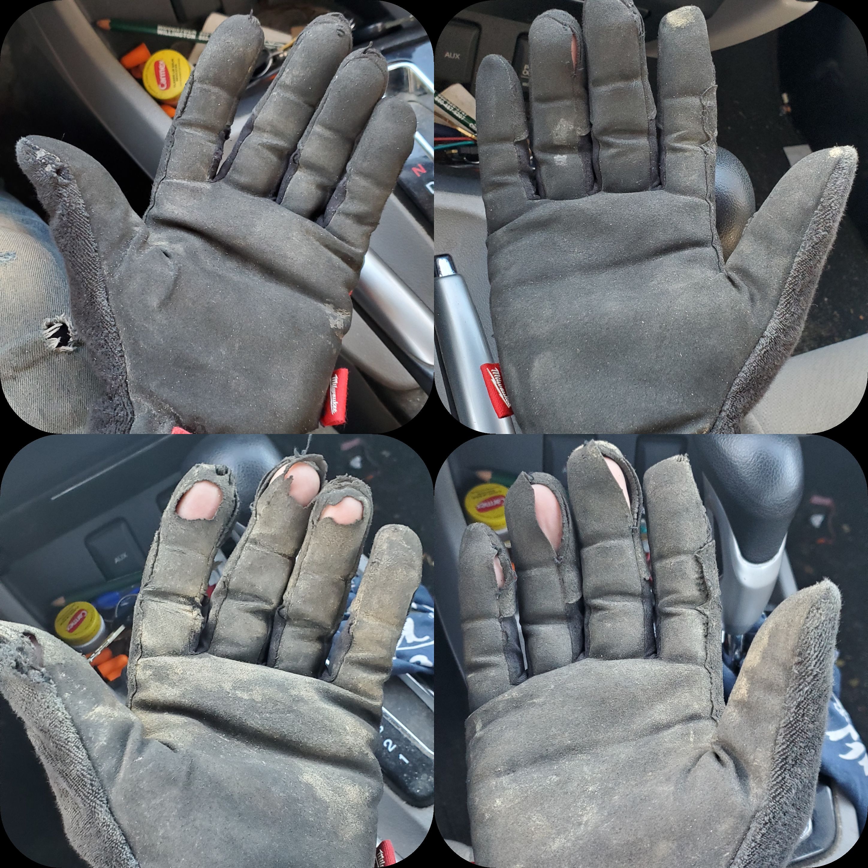 My gloves before and after a big roofing job. r/Wellworn