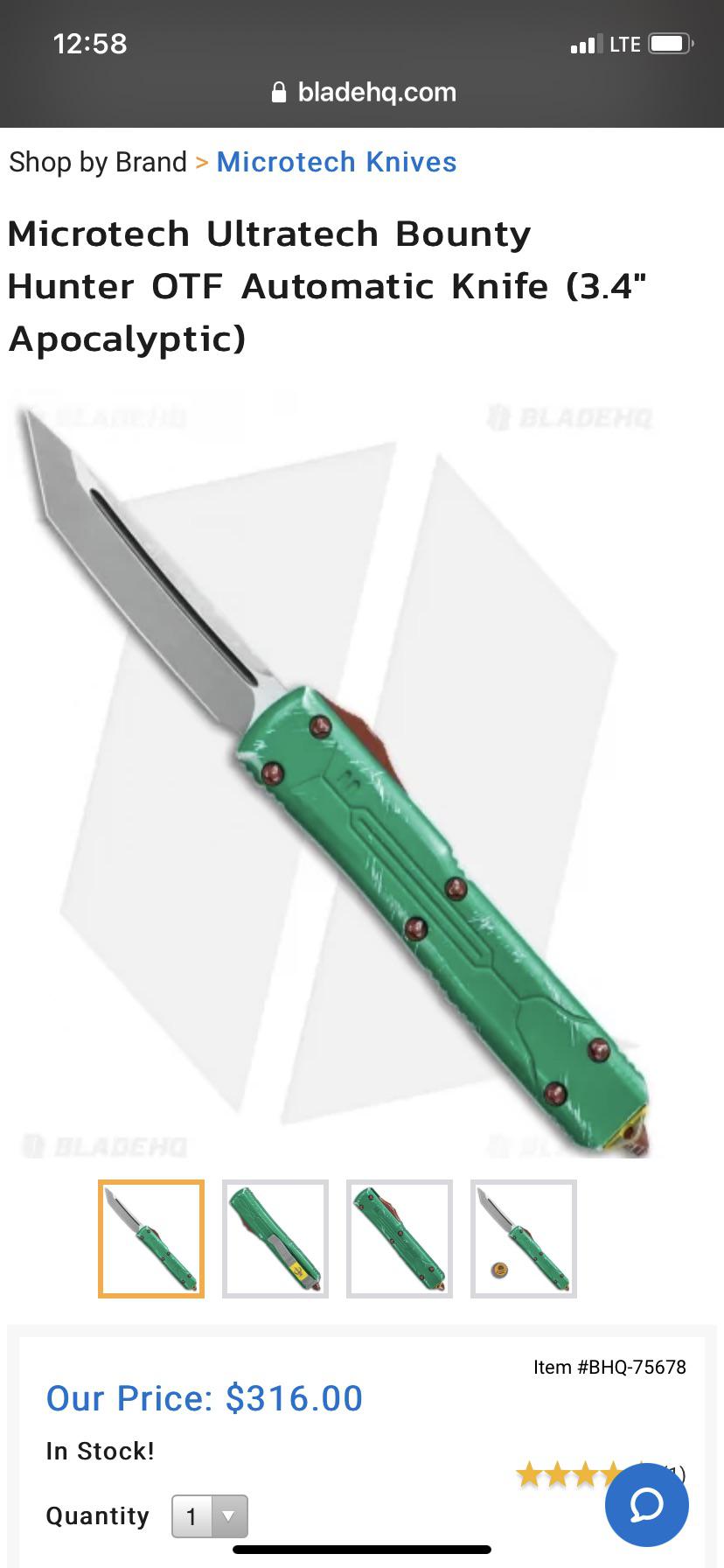 Microtech Ultratech Bounty Hunter in stock at bladeHQ 316 USD r