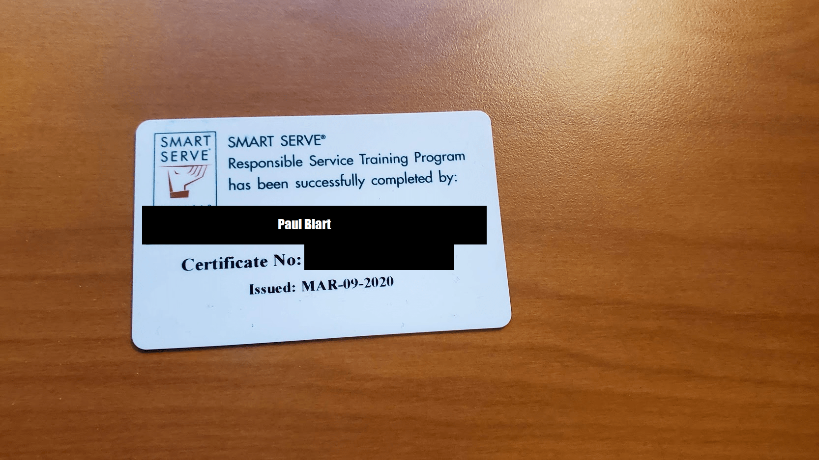 Got my smart serve (liquor sale license in Ontario) 4 days before going