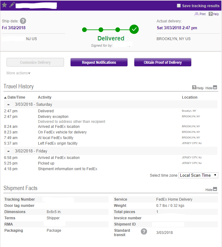 Merchant trying to understand Delivery Exception on chargeback FedEx