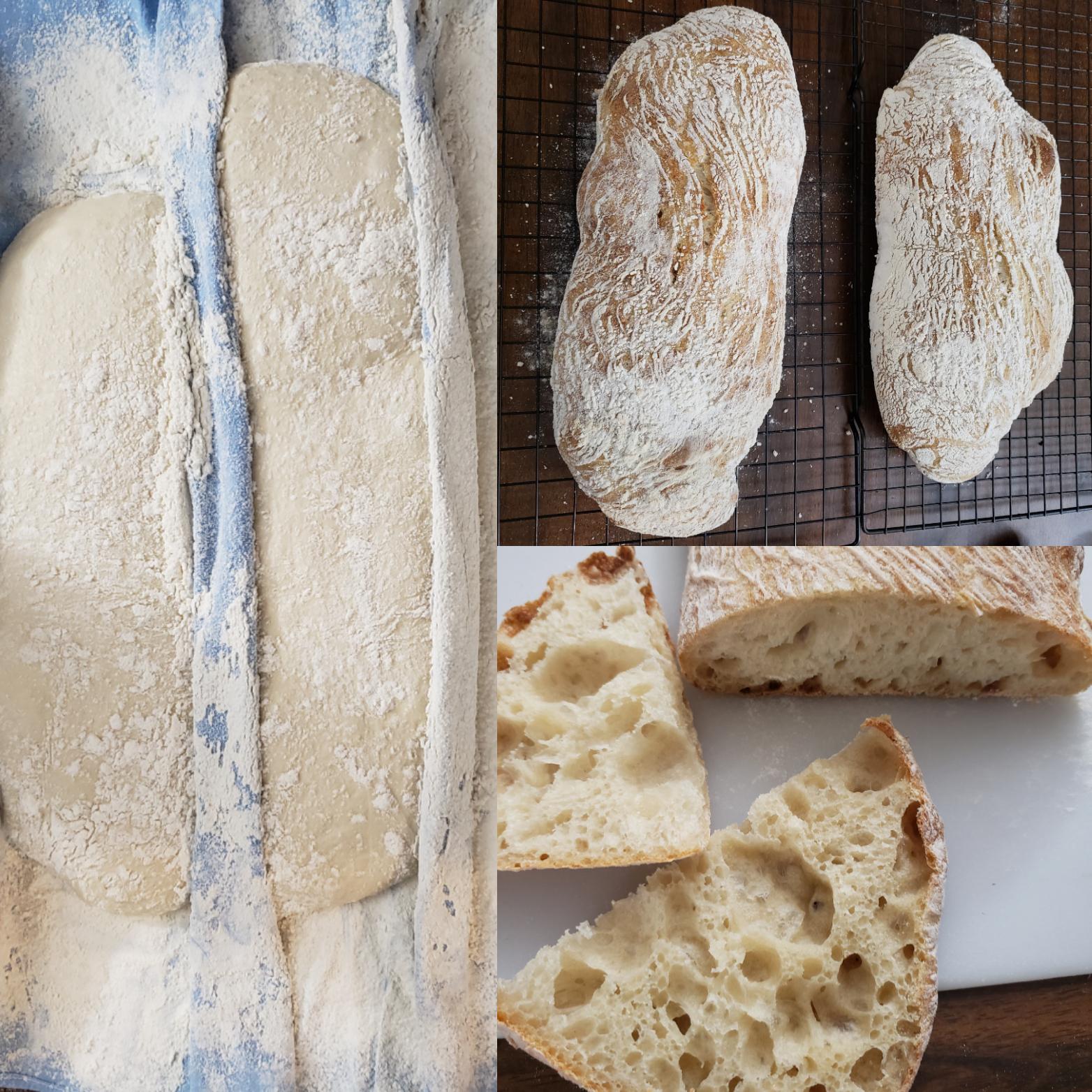 One of my favorite breads, Ciabatta! I followed John Kirkwood's recipe