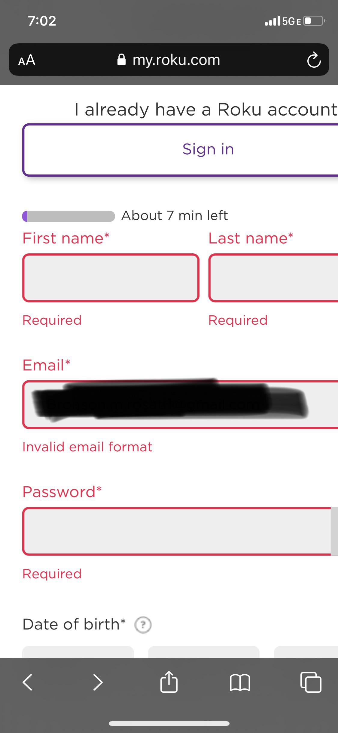 Keep Getting Invalid Email Format? Address Is Correct Please Help!!! : R/Roku
