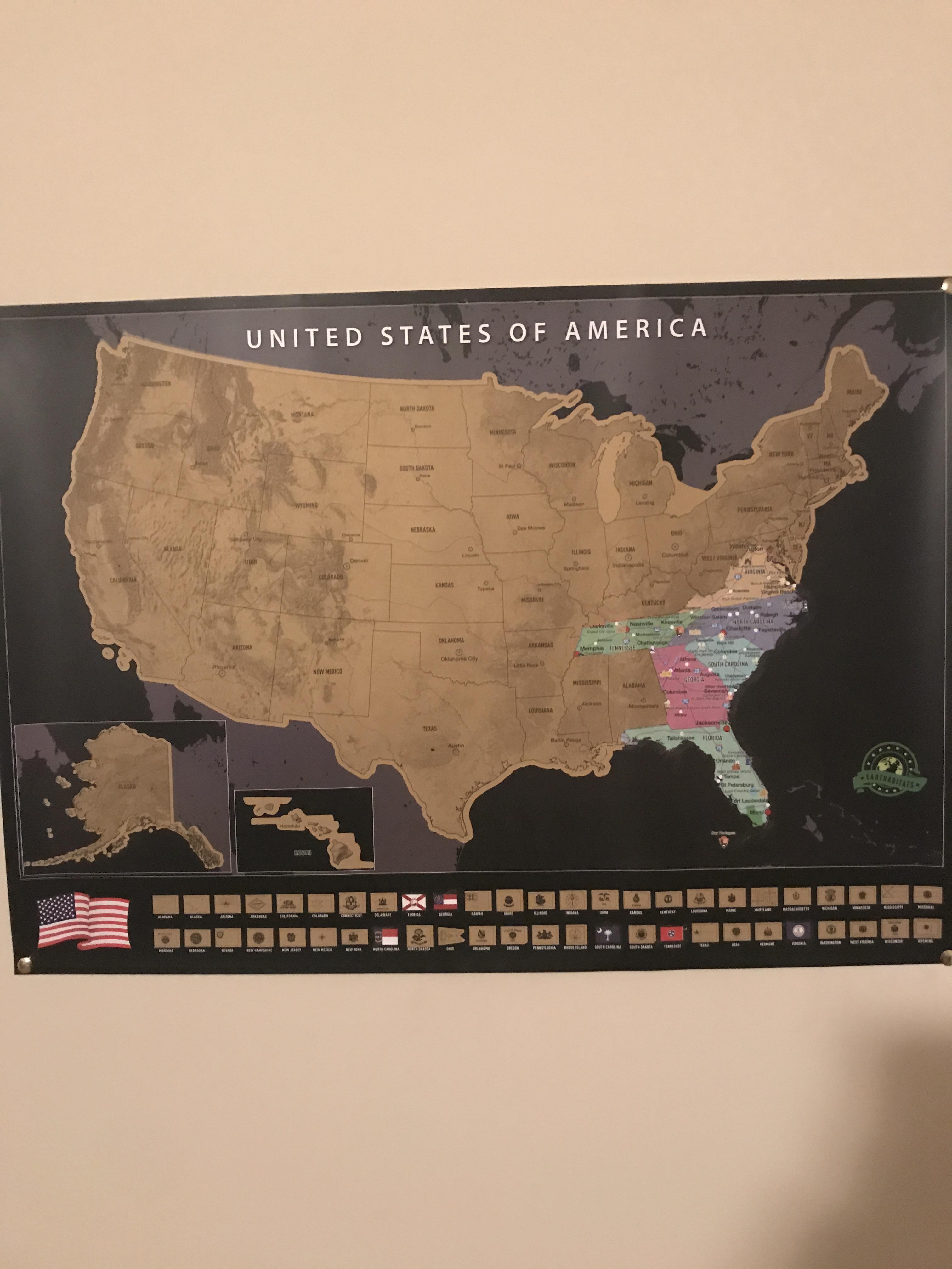 I bought one of those scratch off maps thinking I traveled a lot but I was mistaken. Wellthatsucks
