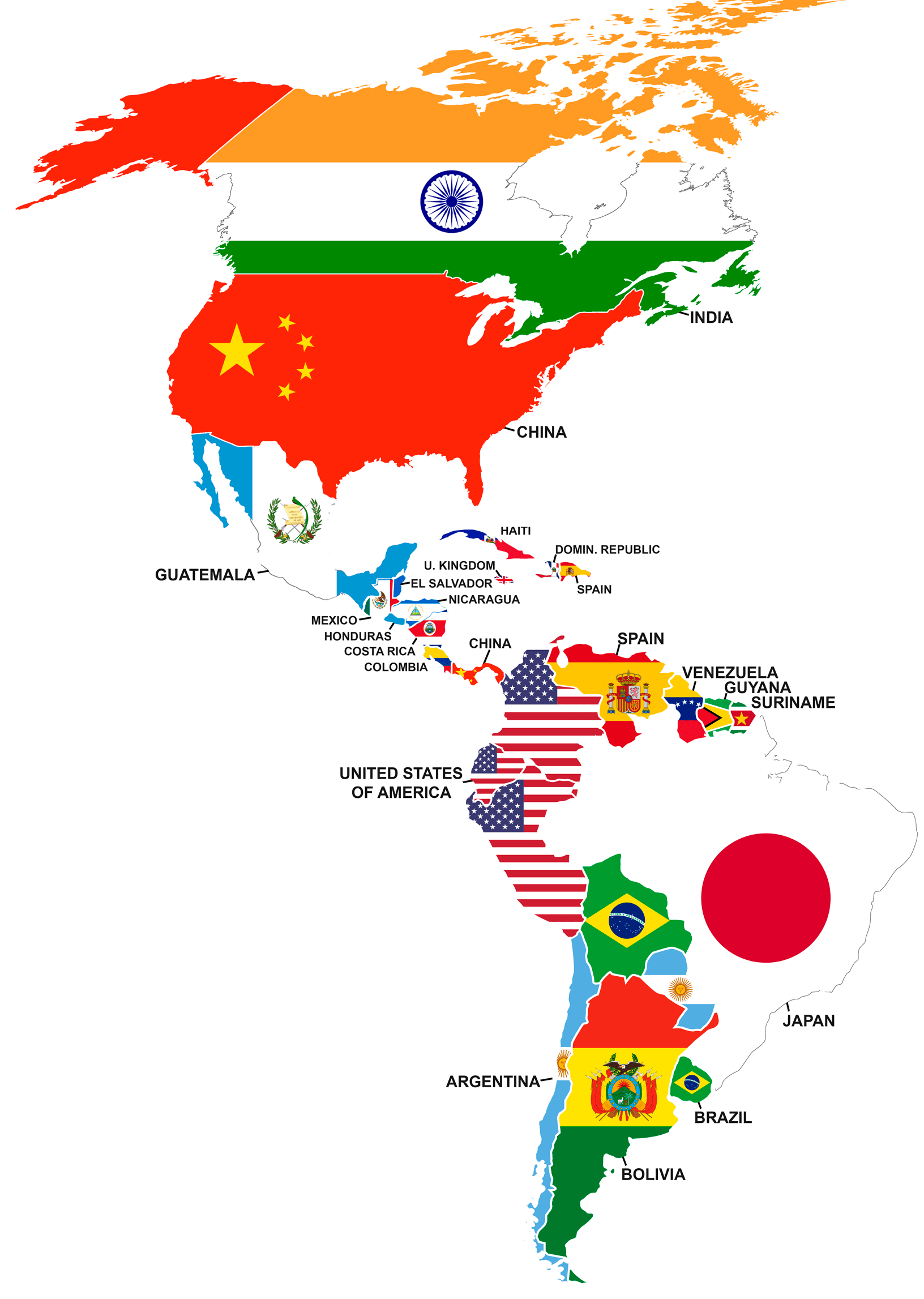 Countries of the Americas by 2nd largest foreign nationality r/MapPorn