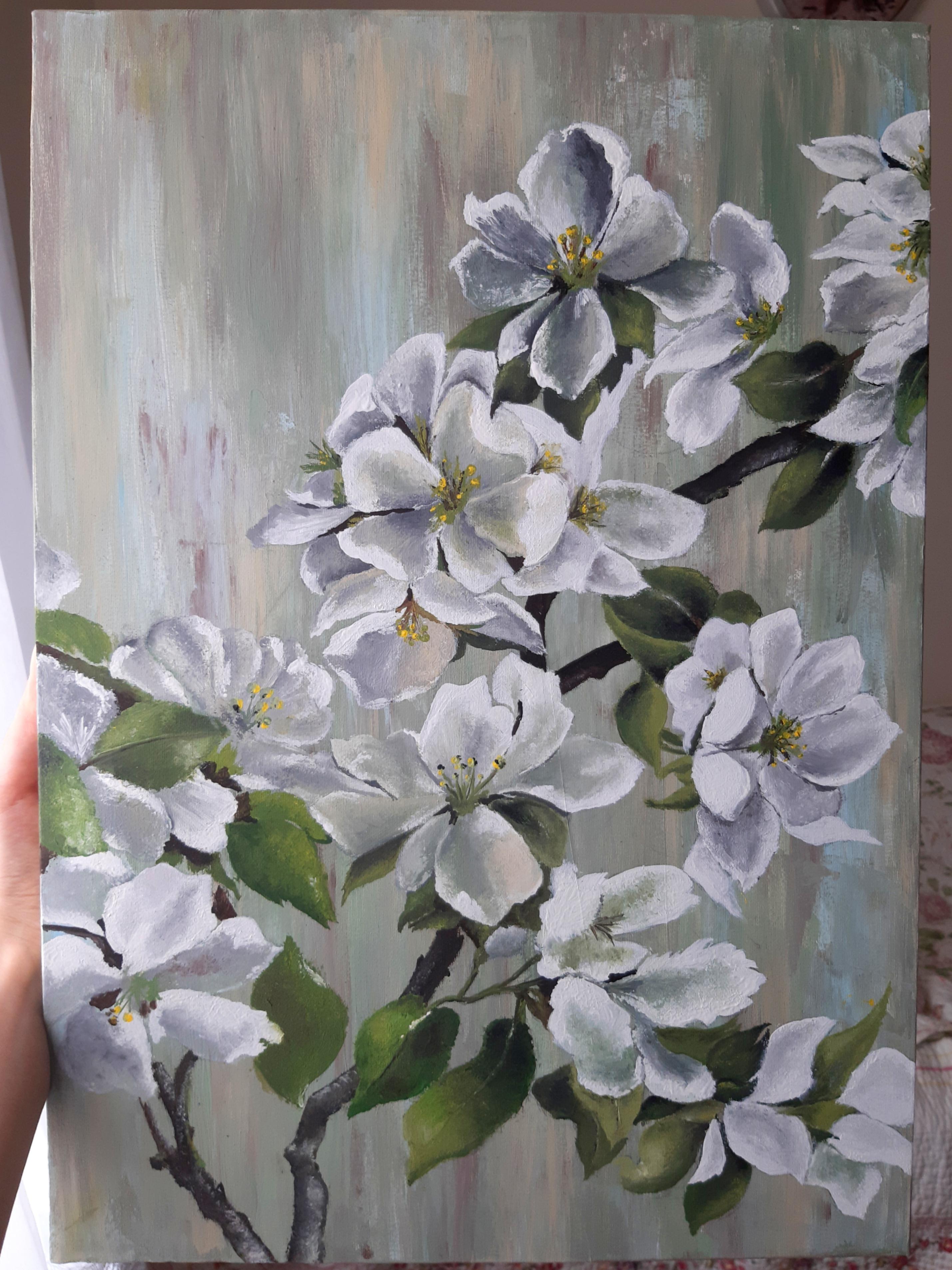 White Flowers, acrylic on canvas by me r/painting