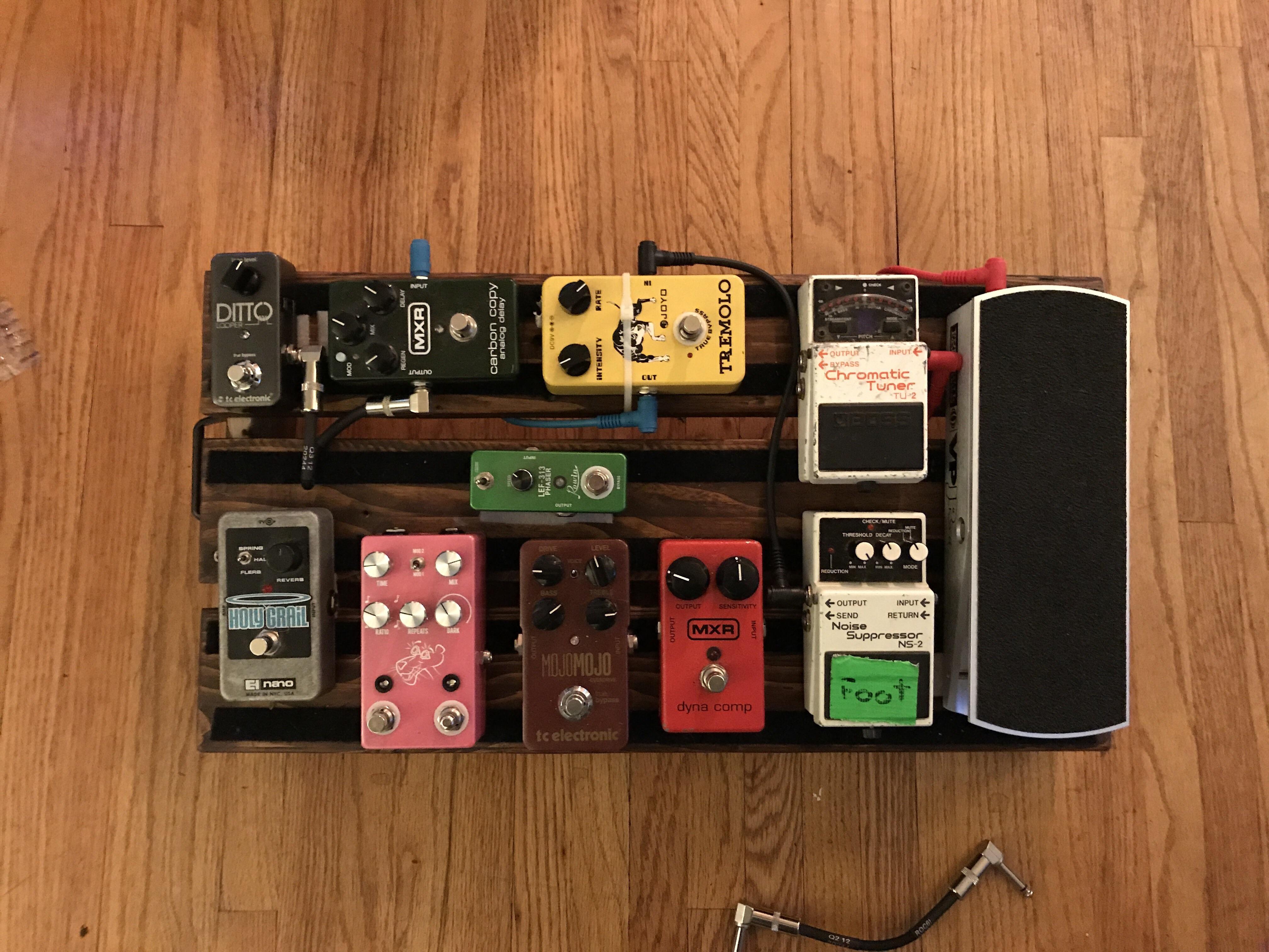 First full pedal board. Not great, but a start. Questions in comments