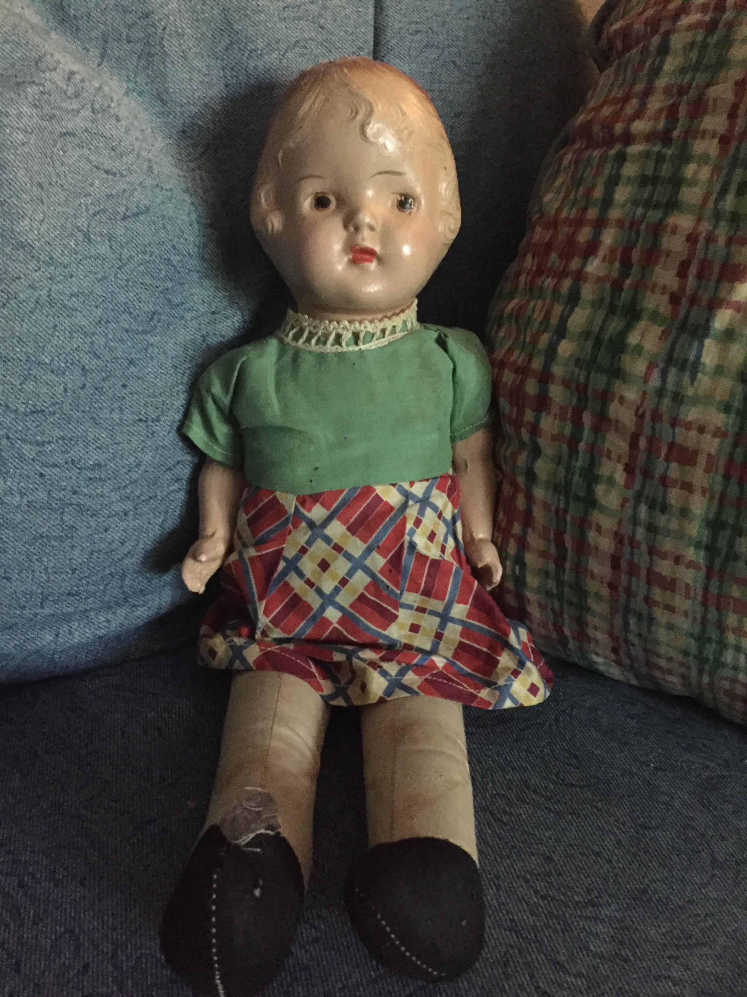 An old doll I found (and now own) in an antique store. Pretty sure it’s