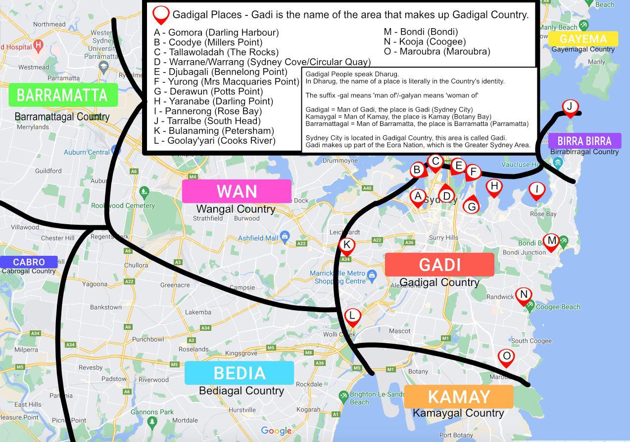Aboriginal place names around Gadi (Sydney City) and surrounds r/sydney