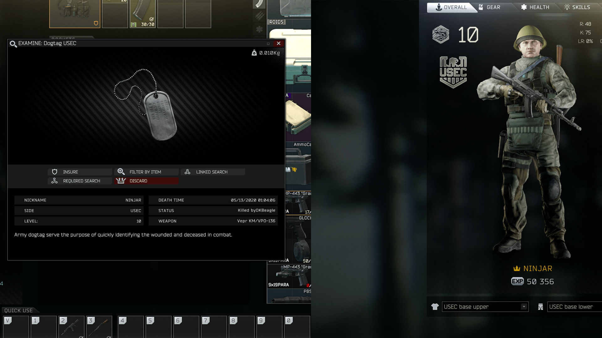 Picked up my own dog tag in factory r/EscapefromTarkov