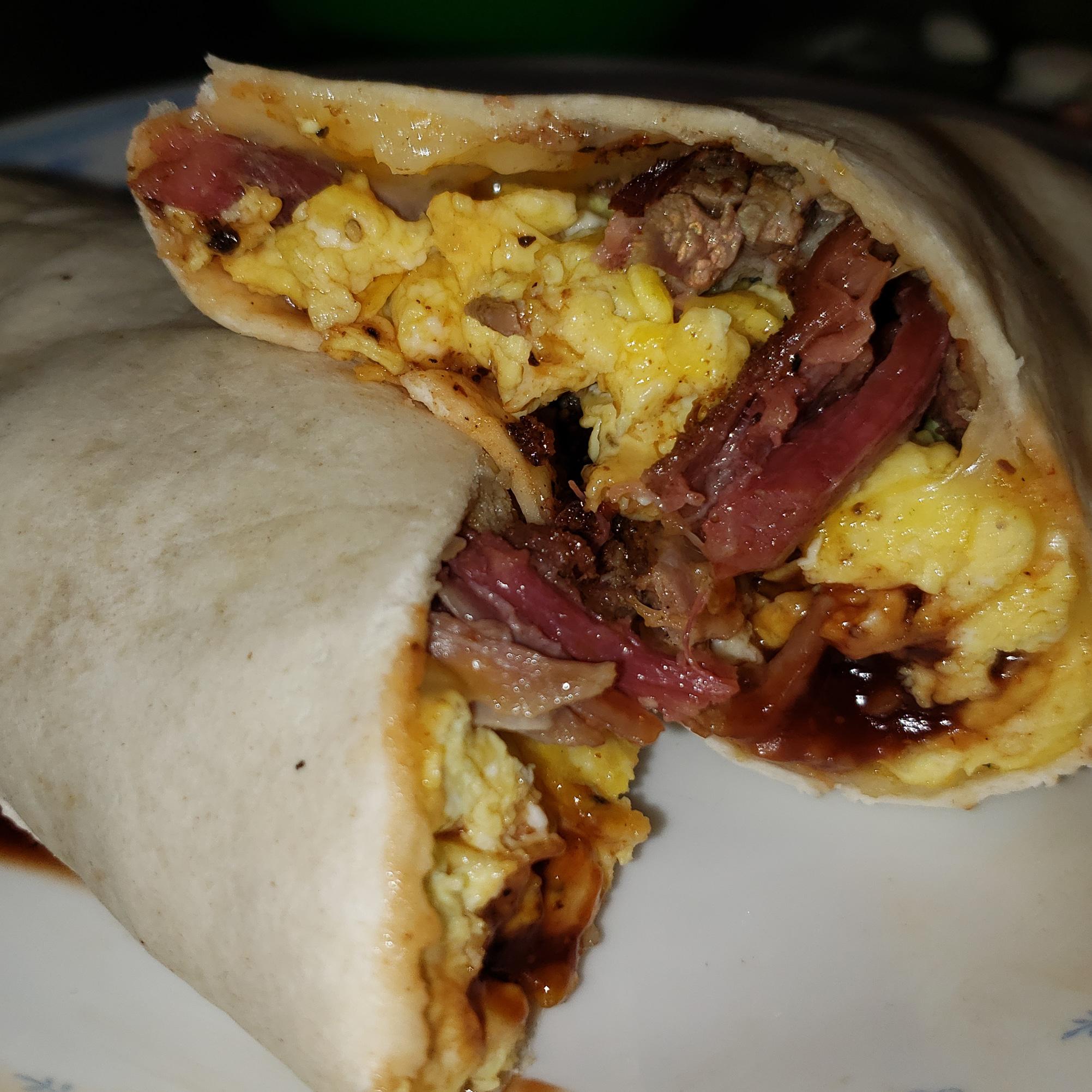 Leftover brisket from the weekend turned into this breakfast burrito