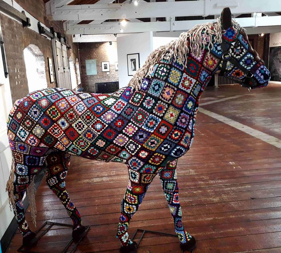 Crafty Horse Covered In Crochet Granny Squares, National Waterways