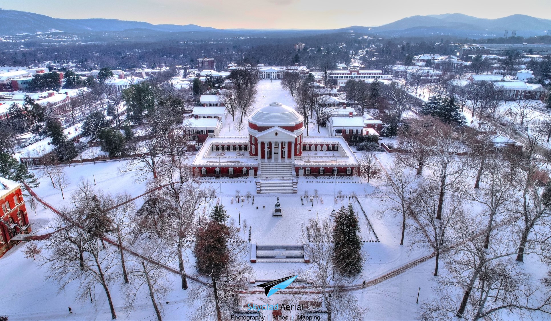 Winter Wonderland UVA Rotunda in Charlottesville, VA r/aerialphotography