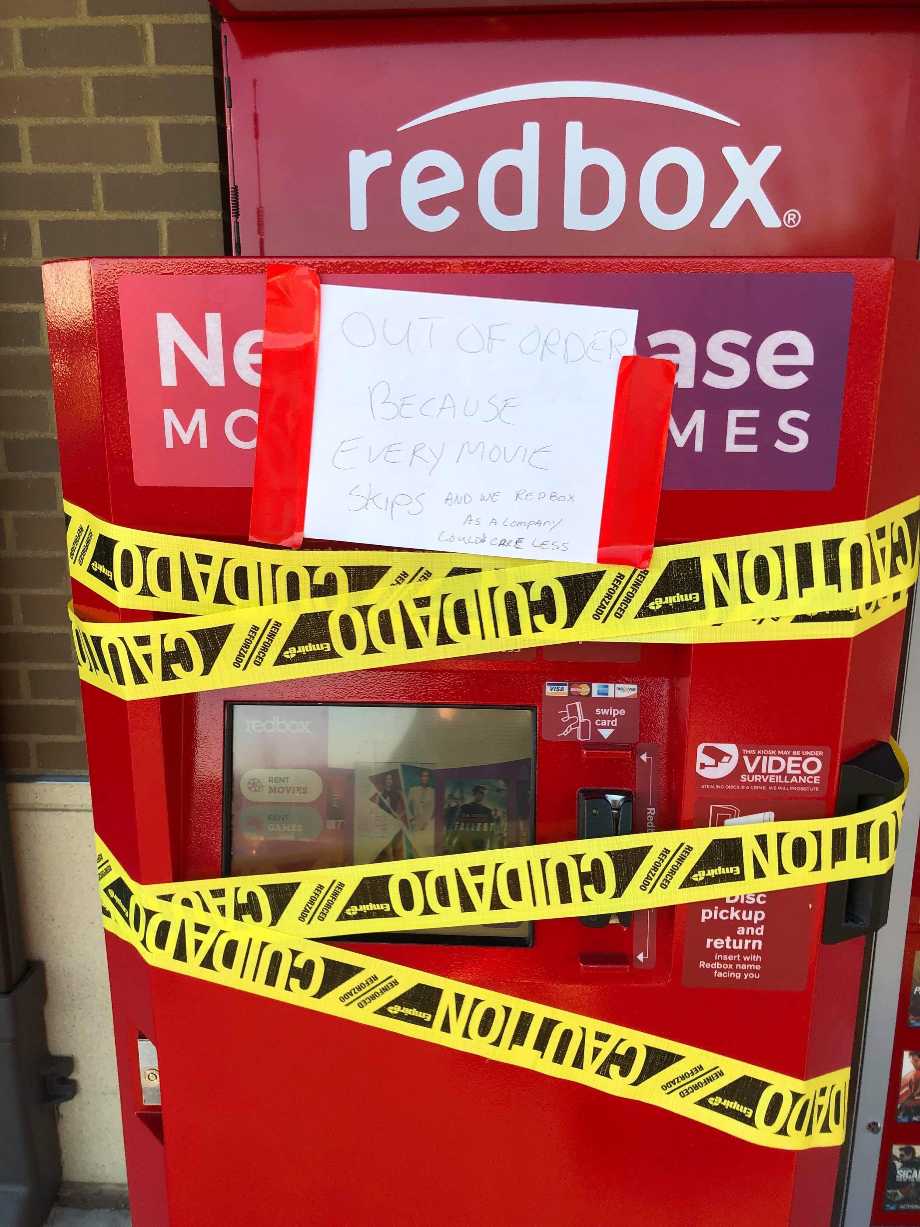 Redbox outside of work. They care a lot. r/funny
