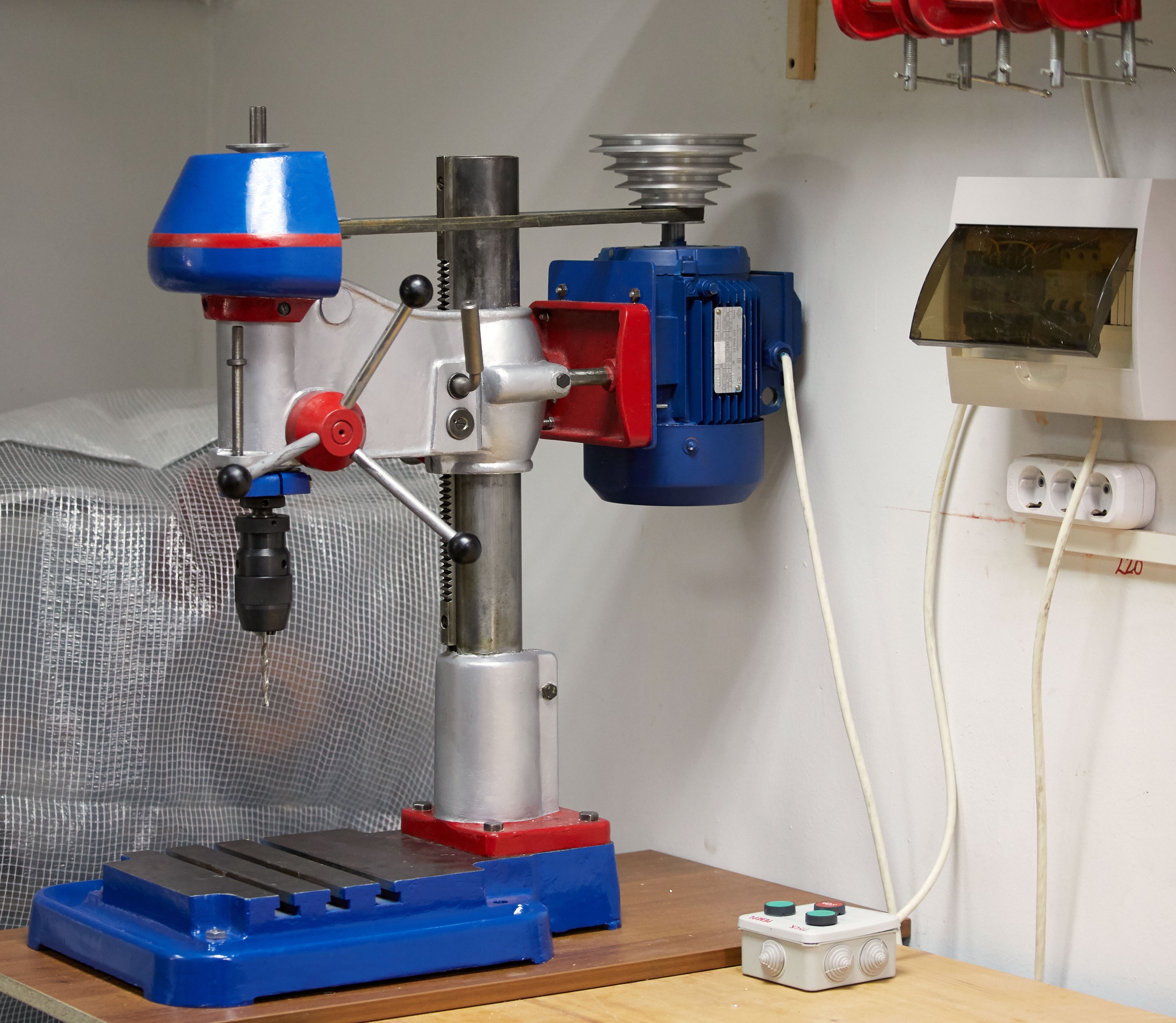 1970s drill press restoration. Turned it to Optimus Prime. r/woodworking