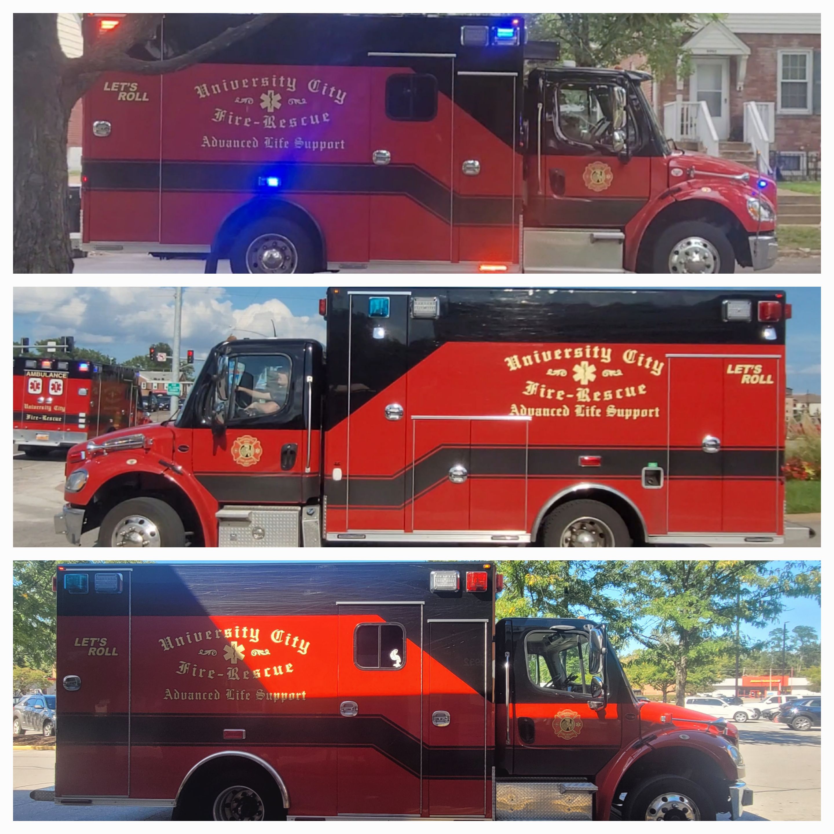 University City, Missouri fire department Medic's 2627(top), 2617