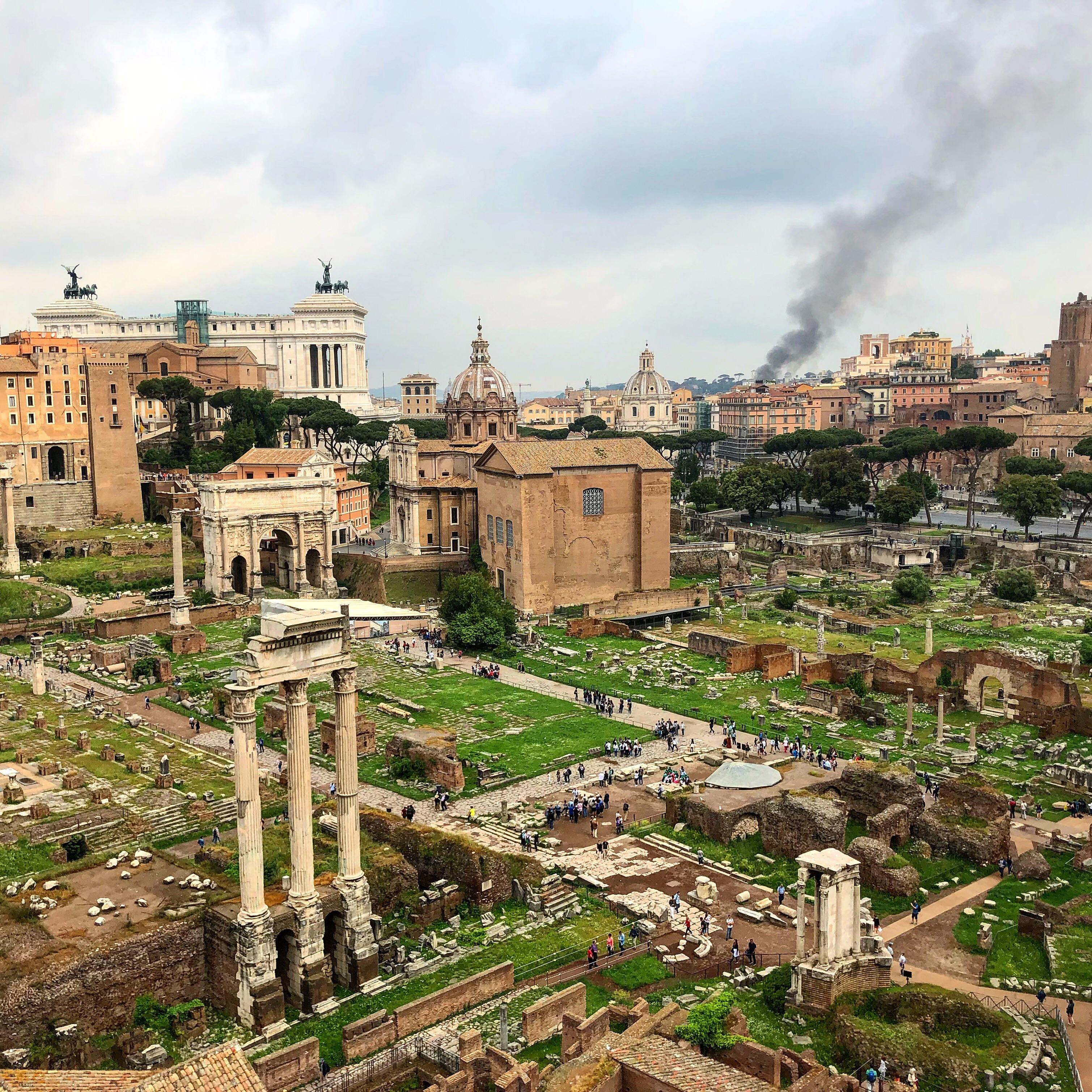 There was a bus fire in Rome today. I think the smoke from it adds