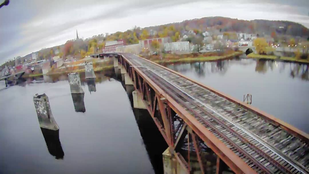 The Maine Central Railroad Bridge in Augusta Maine taken with a drone