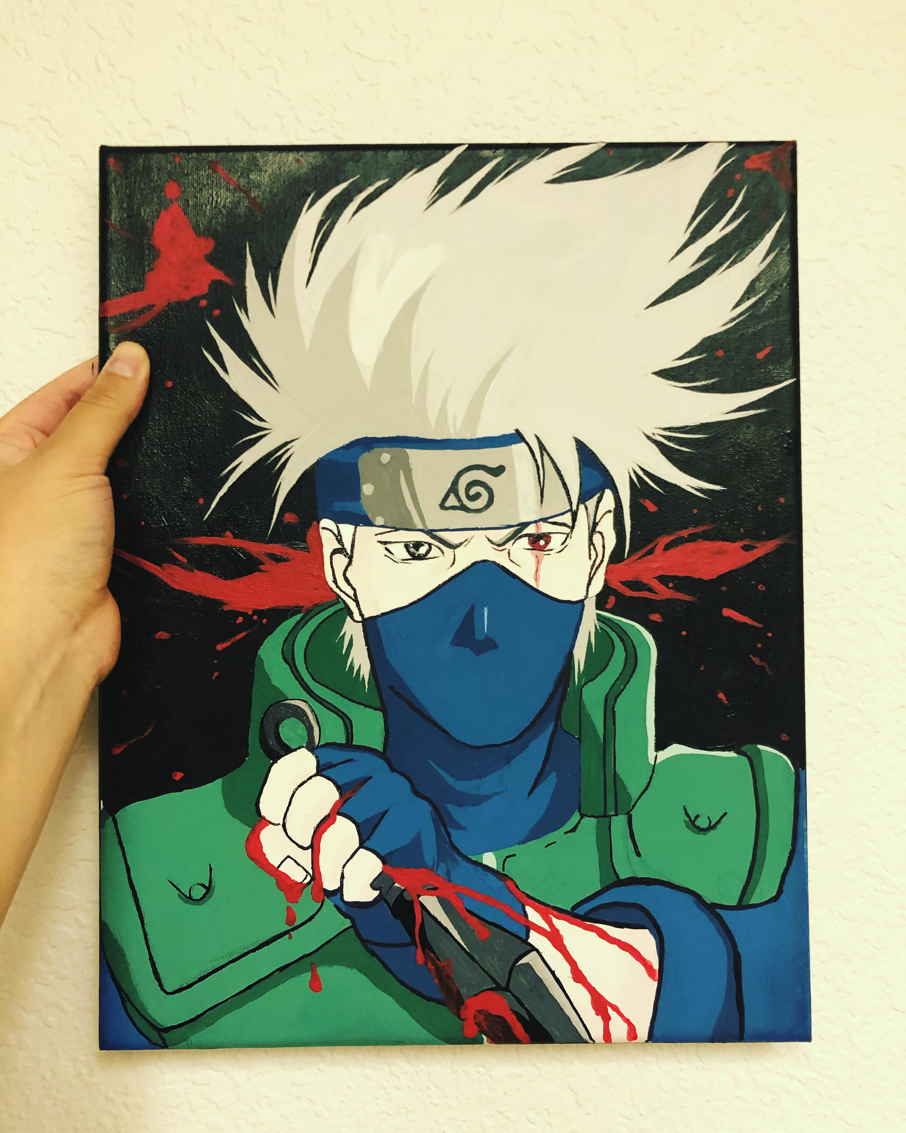 Just finished this kakashi painting what do you think? r/Naruto