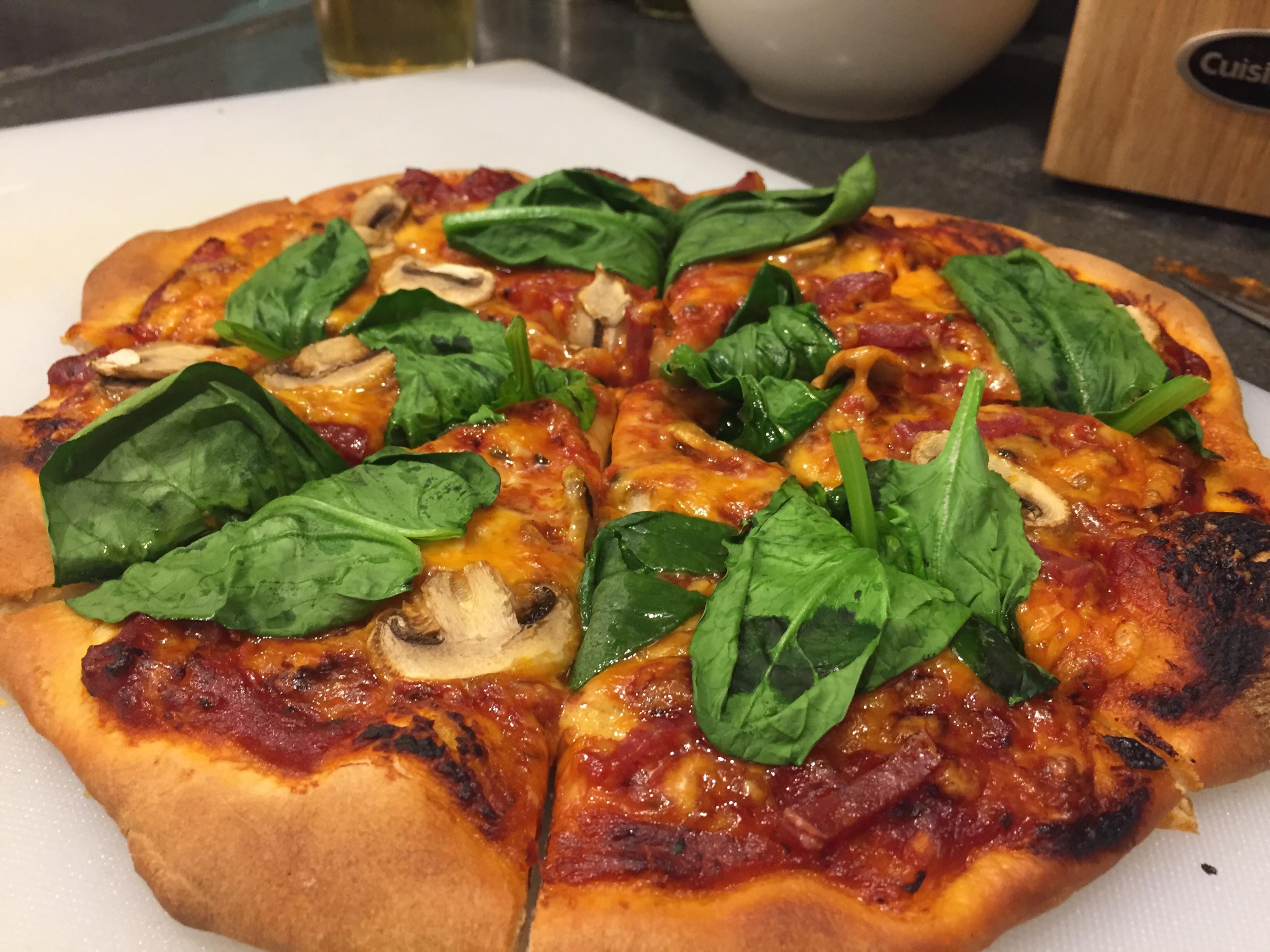 Had no mozzarella but cheddar was a nice change. r/Pizza