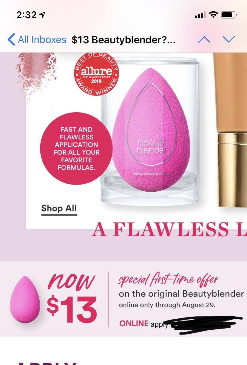 Ulta original beauty blender 13 w/code r/MUAontheCheap