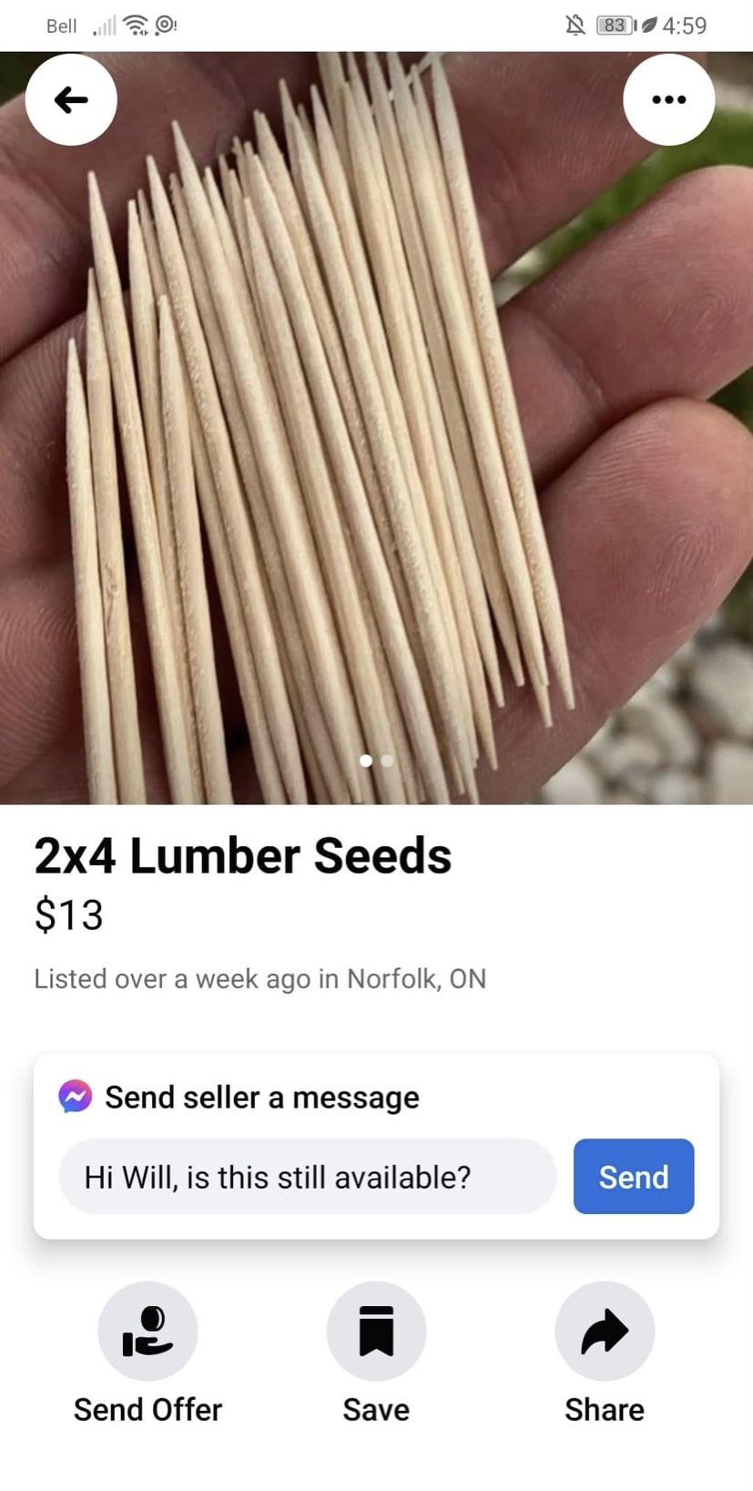 Lumber shortage? Try these seeds. r/CrackheadCraigslist