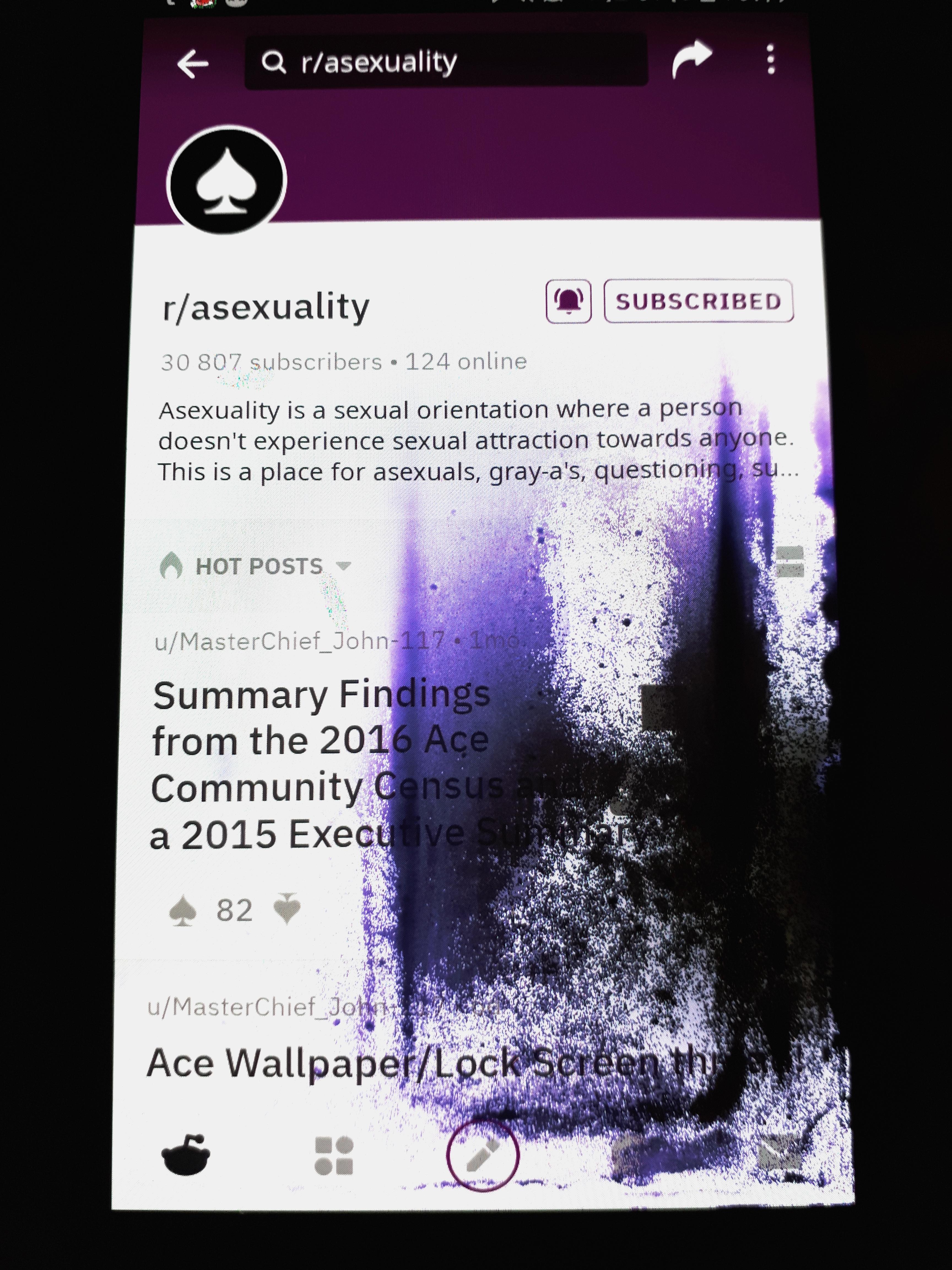 Something is wrong with my phone, so there is a big black and purple