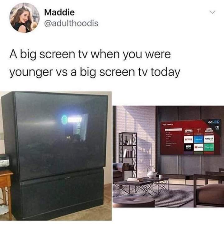 How big are the big screen TVs by comparison nostalgia