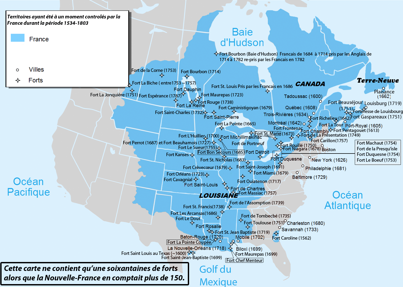 All territories that were at one time under French control in North